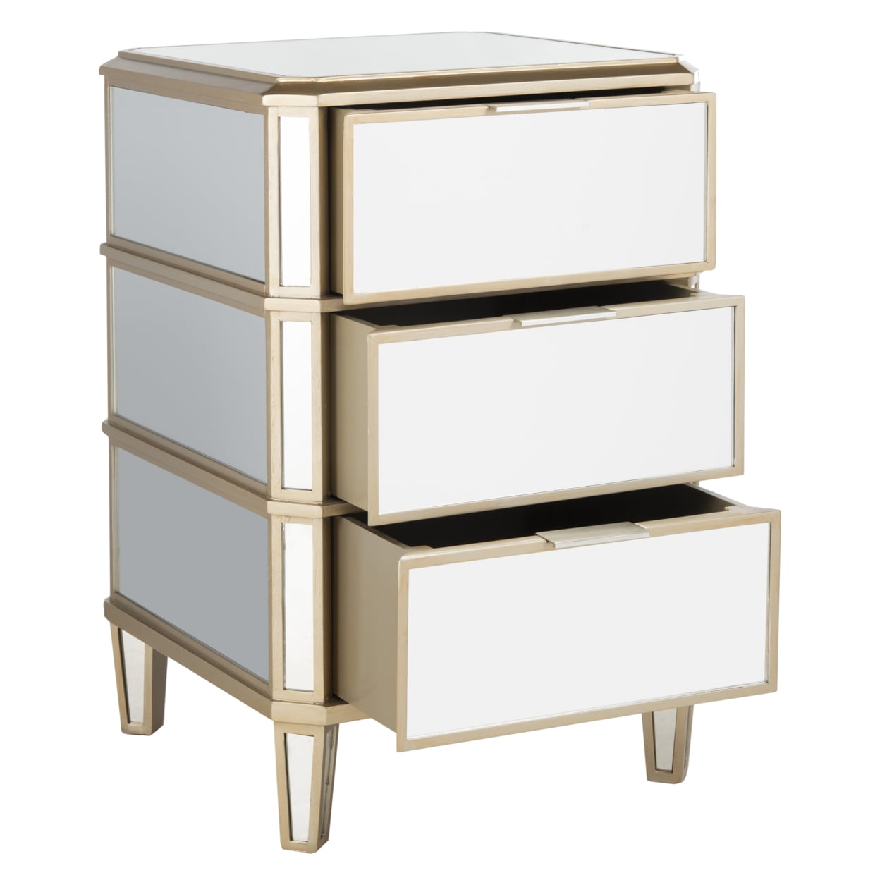 SAFAVIEH Giana 3-Drawer Mirrored Nightstand Mirror - Image 4