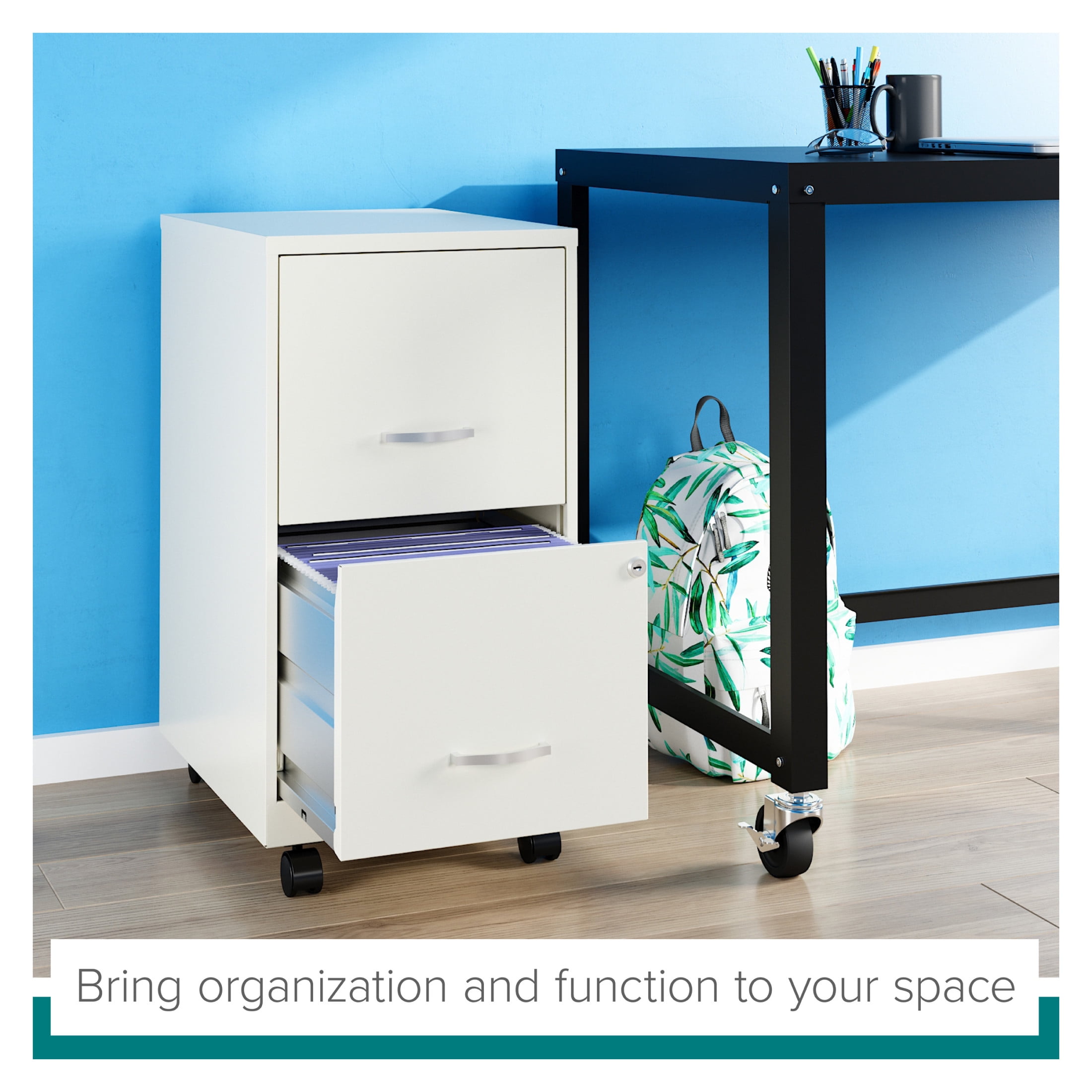 Space Solutions 18" Deep 2 Drawer Mobile Letter Width Vertical File Cabinet, White - Image 18