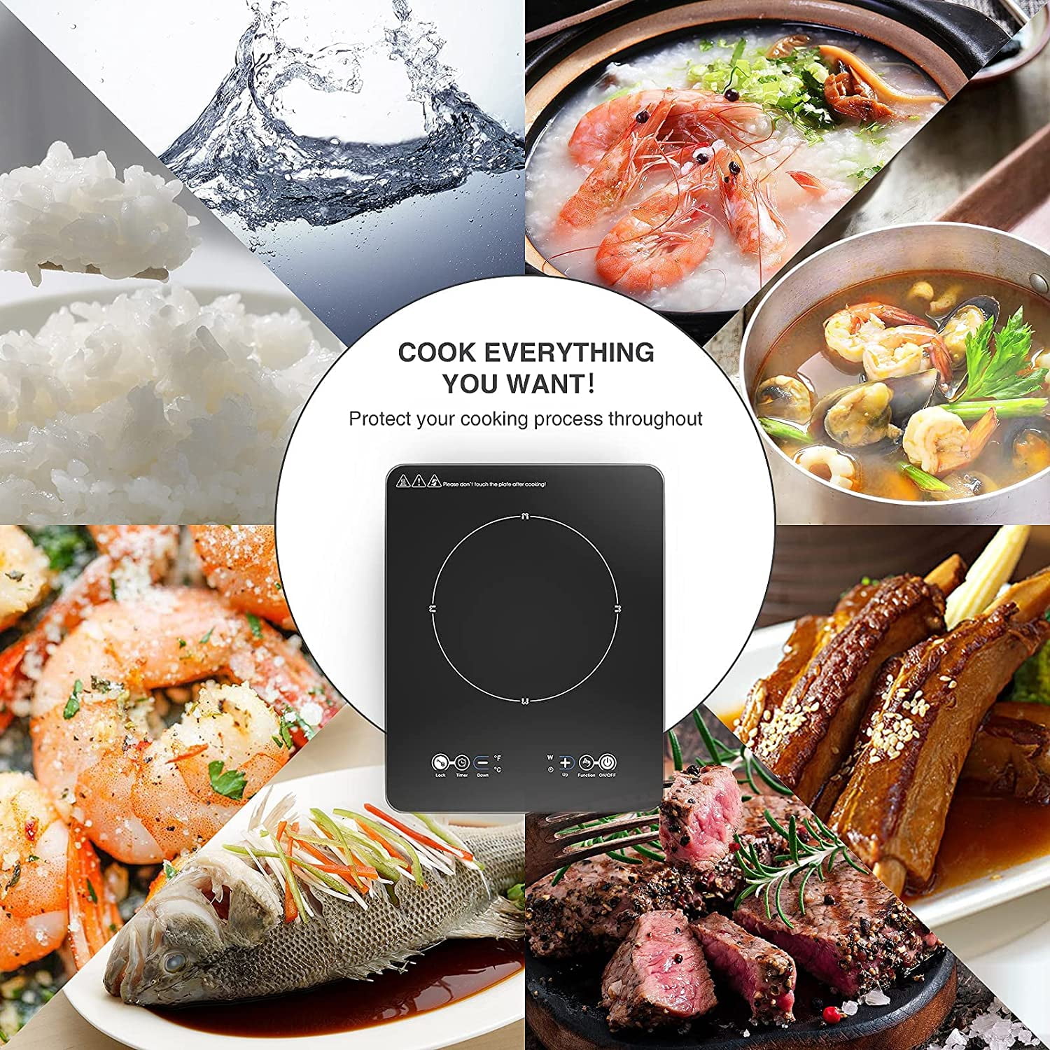 VBGK Portable Induction Cooktop Single Burner 1800W 120V with Plug,Countertop Hot Plate for Cooking,3H & Auto Shutdown Induction Burner,Child Lock Electric Cooktop - Image 6