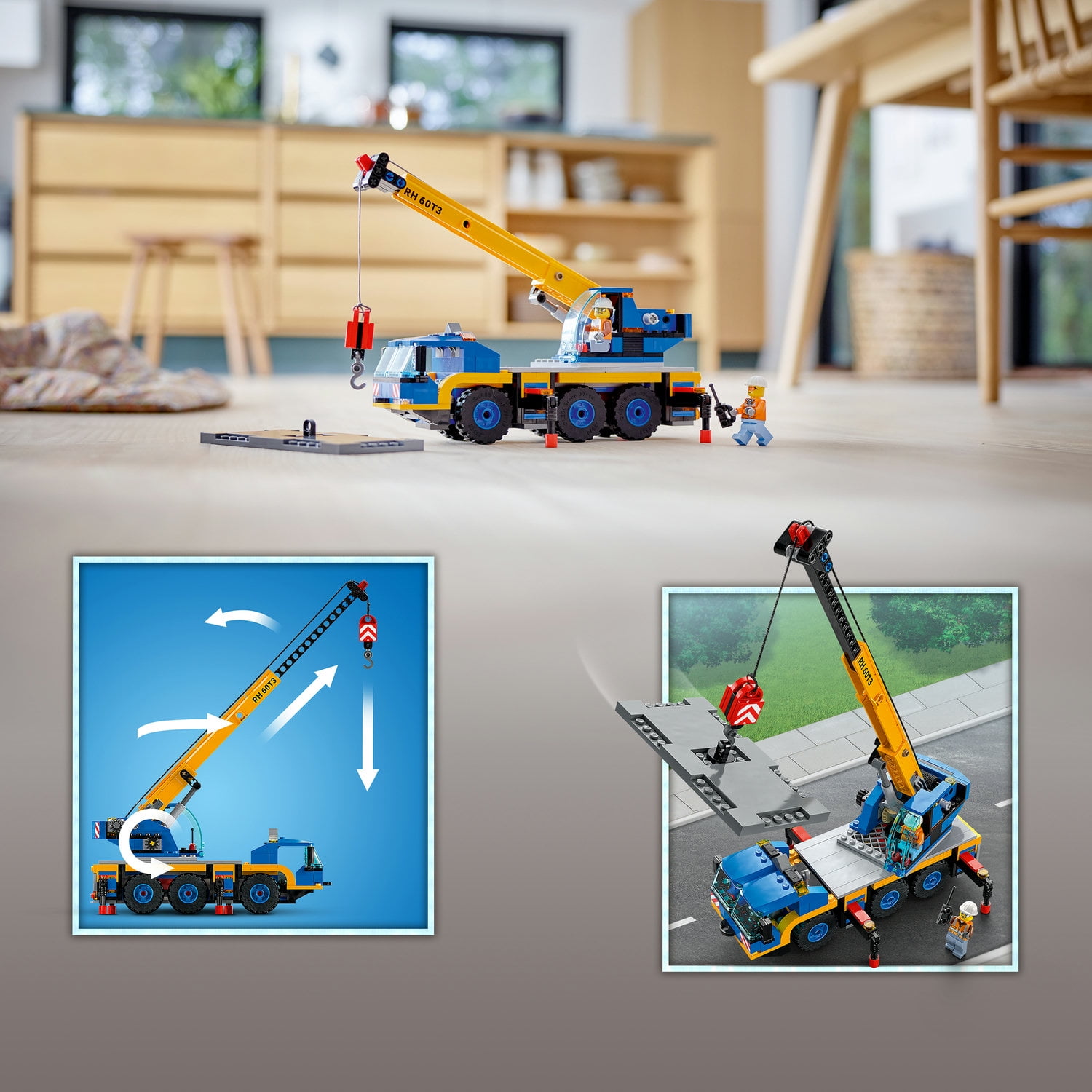 LEGO City Great Vehicles Mobile Crane Truck Toy Building Set 60324 - Construction Vehicle Model, Featuring 2 Minifigures with Tool Toys Kit and Road Plate, Playset for Boys and Girls Ages 7+ - Image 5
