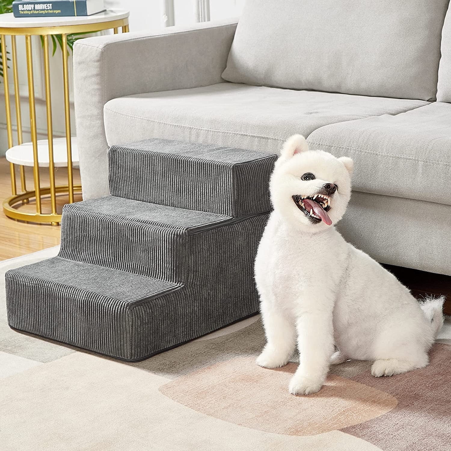Dog Steps for Small Dog, 3-Step Dog Stairs for High Beds and Couch, Non-Slip Foldable Pet Stairs, Removable Washable Cover - Image 5