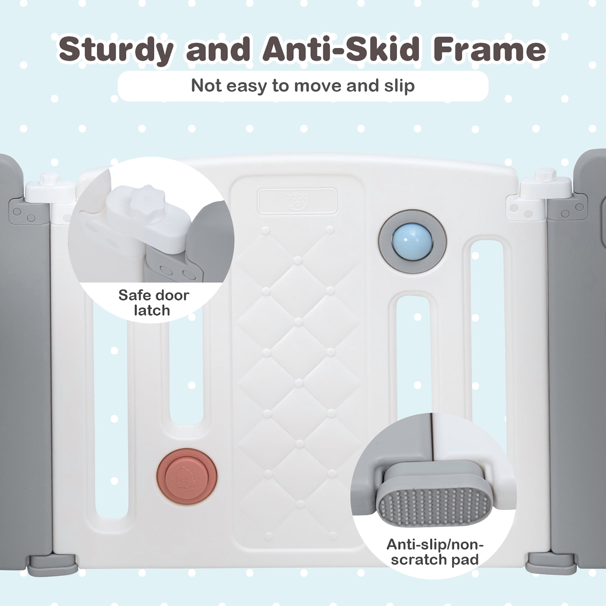 Costway 14 Panels Baby Safety Playpen Kids Safety Activity Play Center with Drawing Board Gray - Image 9