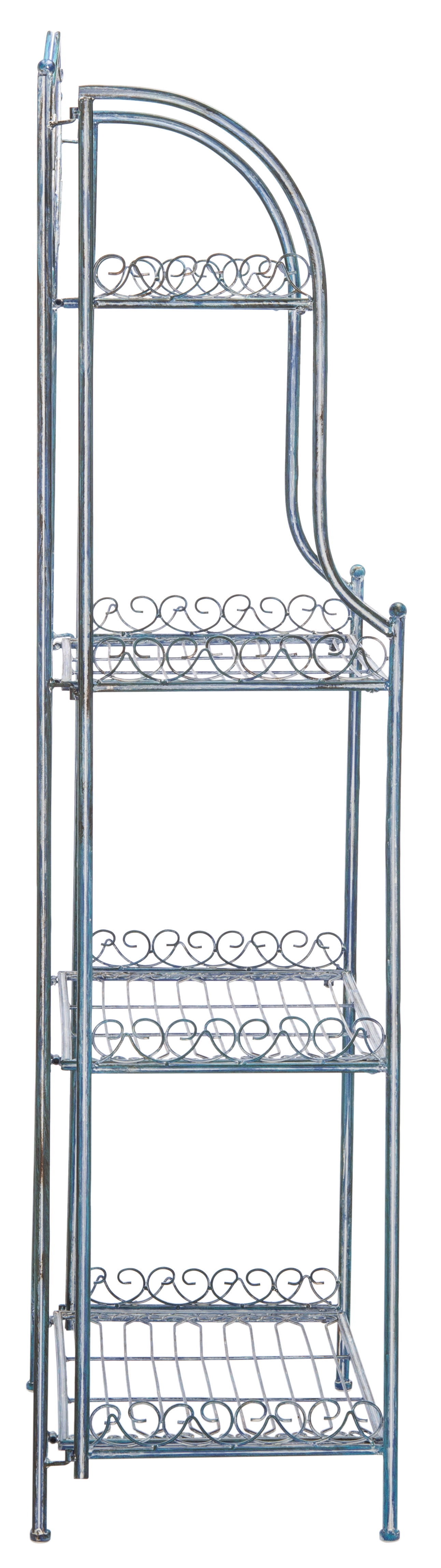 SAFAVIEH Amaris Outdoor Wrought Iron 4 Tier Bakers Rack, Antique Blue - Image 10