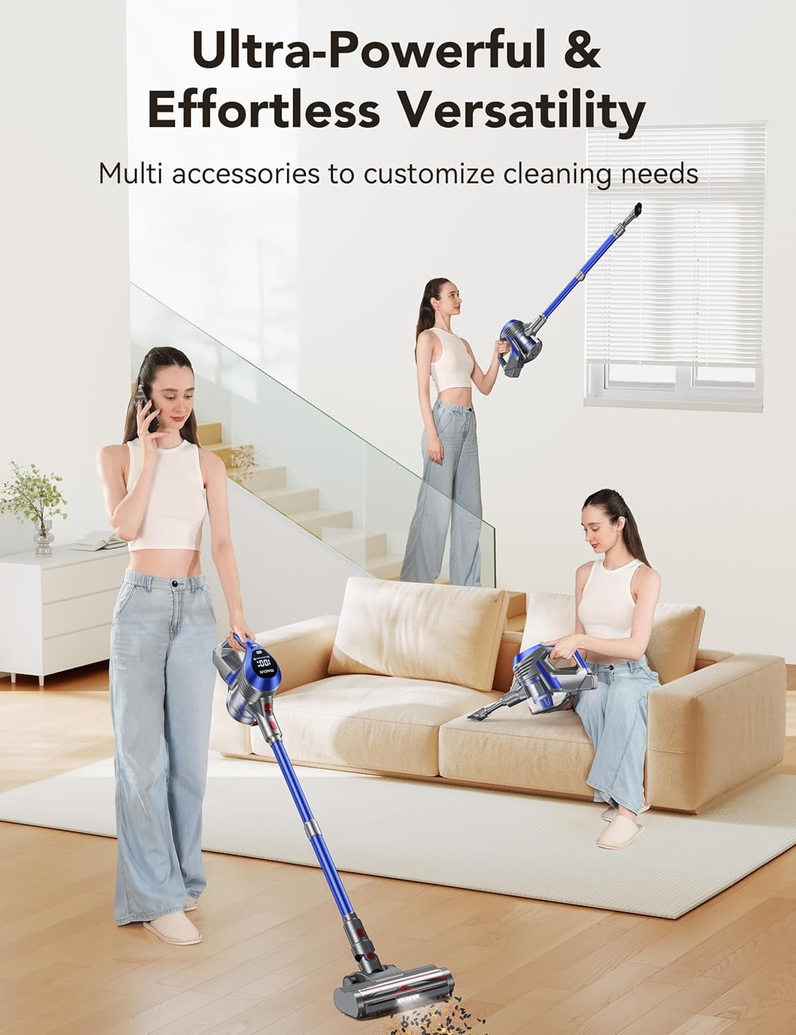 Lightweight Cordless Vacuum with 28Kpa Powerful Suction, Stick Vacuum Cleaner for Carpet, Tile, Hardwood Floors - Image 2
