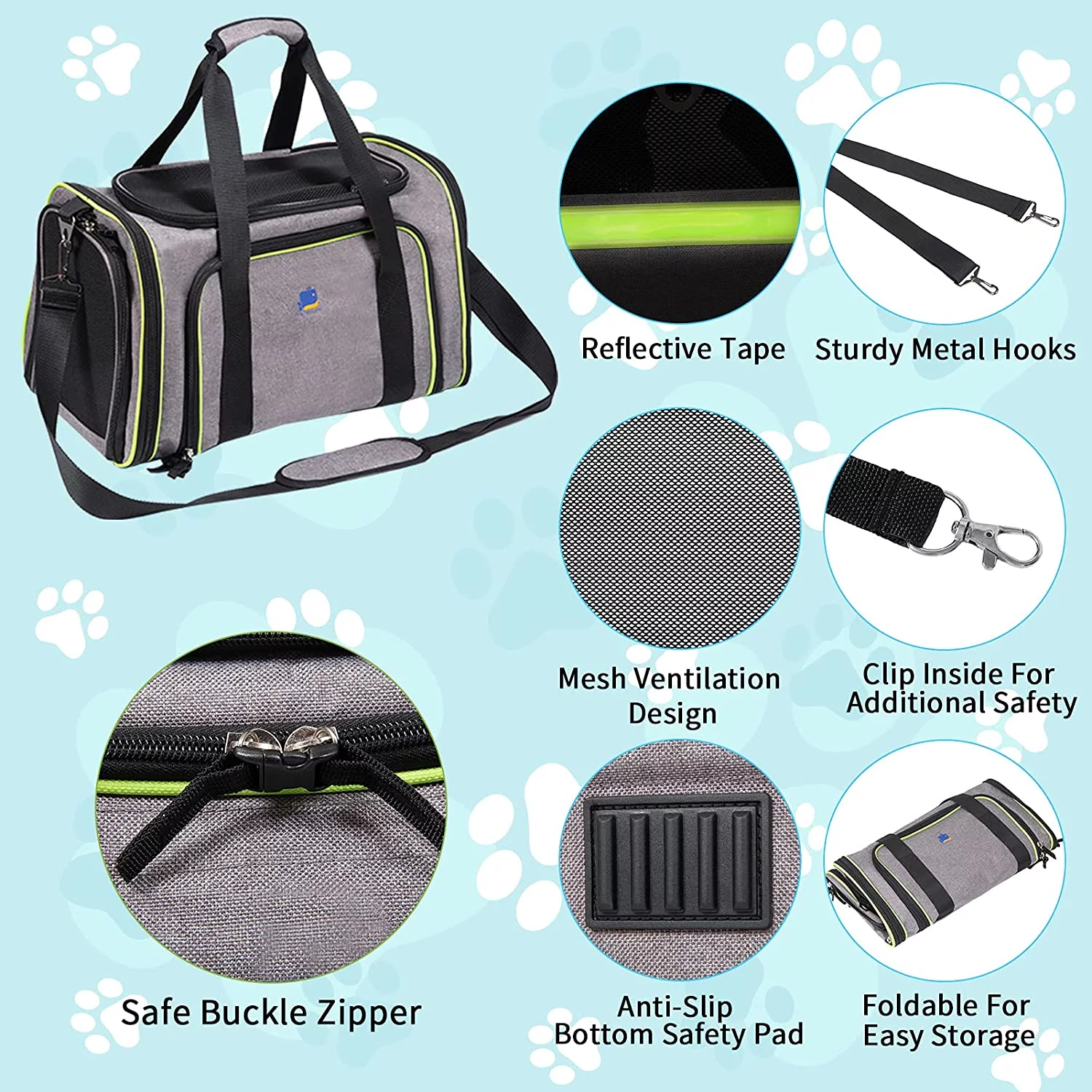 Q-Hillstar Pet Carrier, Cat Carriers, Expandable Airline Approved Soft-Sided Carrying Bag for Dogs Cats Puppy Small Animals, Gray - Image 7