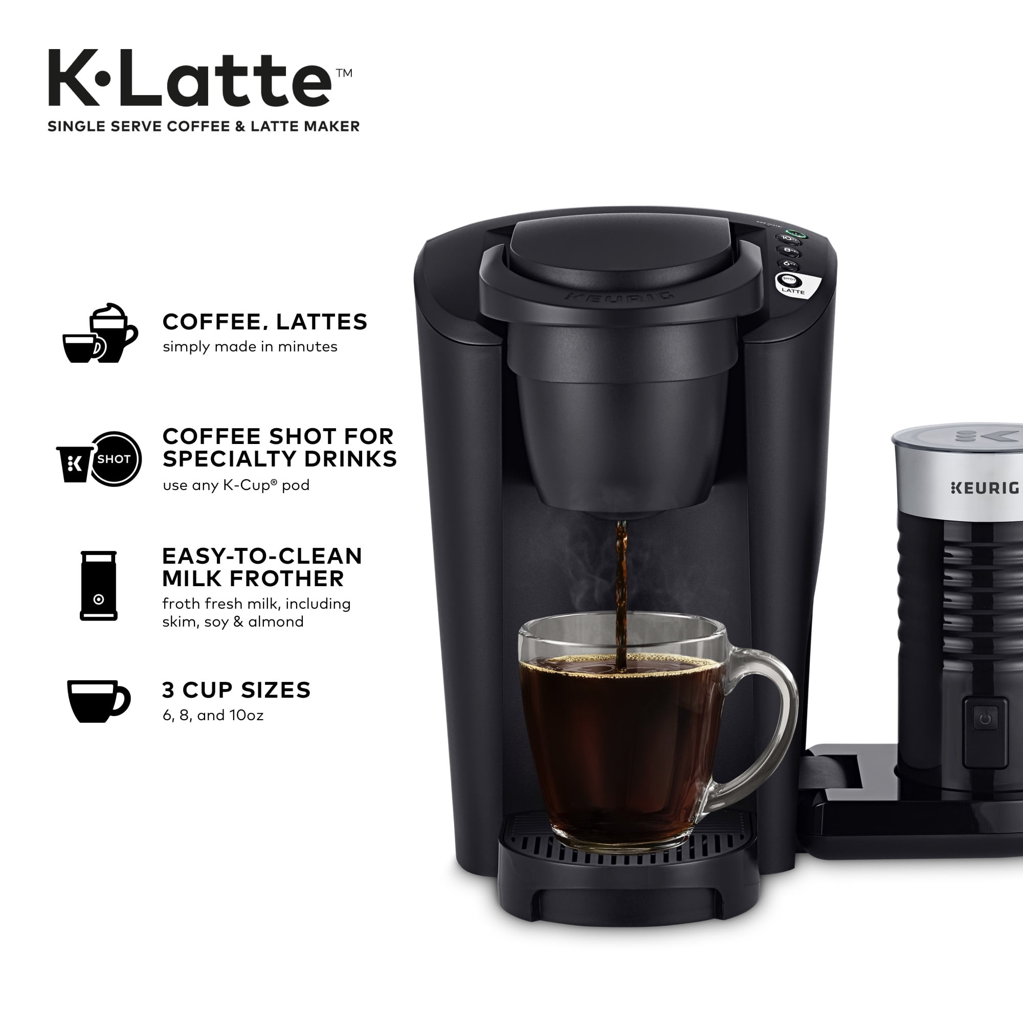 Keurig K-Latte Single Serve K-Cup Coffee and Latte Maker, Black - Image 9