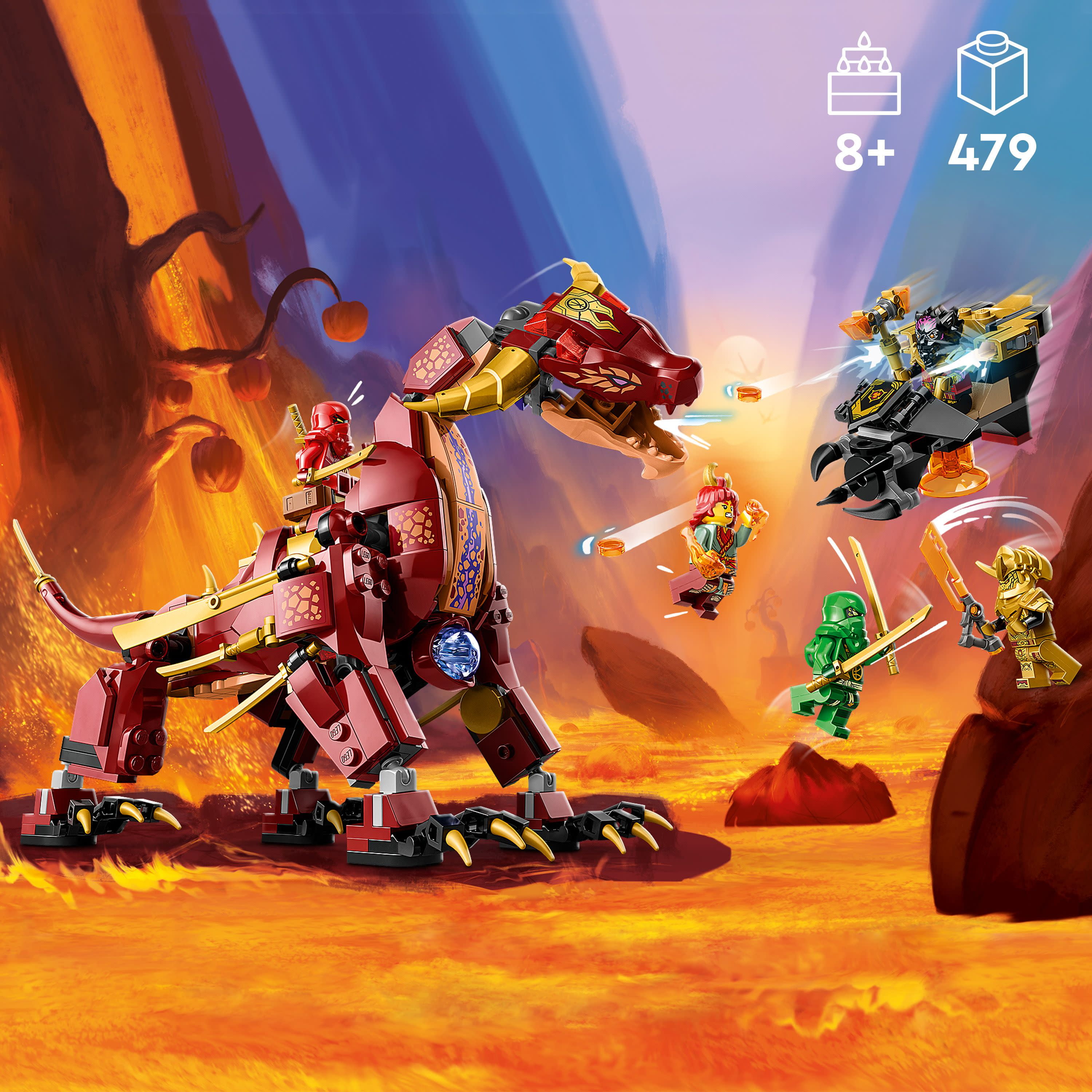 LEGO NINJAGO Heatwave Transforming Lava Dragon 71793 Building Toy Set, Features a Ninja Dragon, a Hovercraft Vehicle and 5 Minifigures, Lava Dragon Toy for Kids Ages 8+ Who Love Ninja Adventures - Image 4