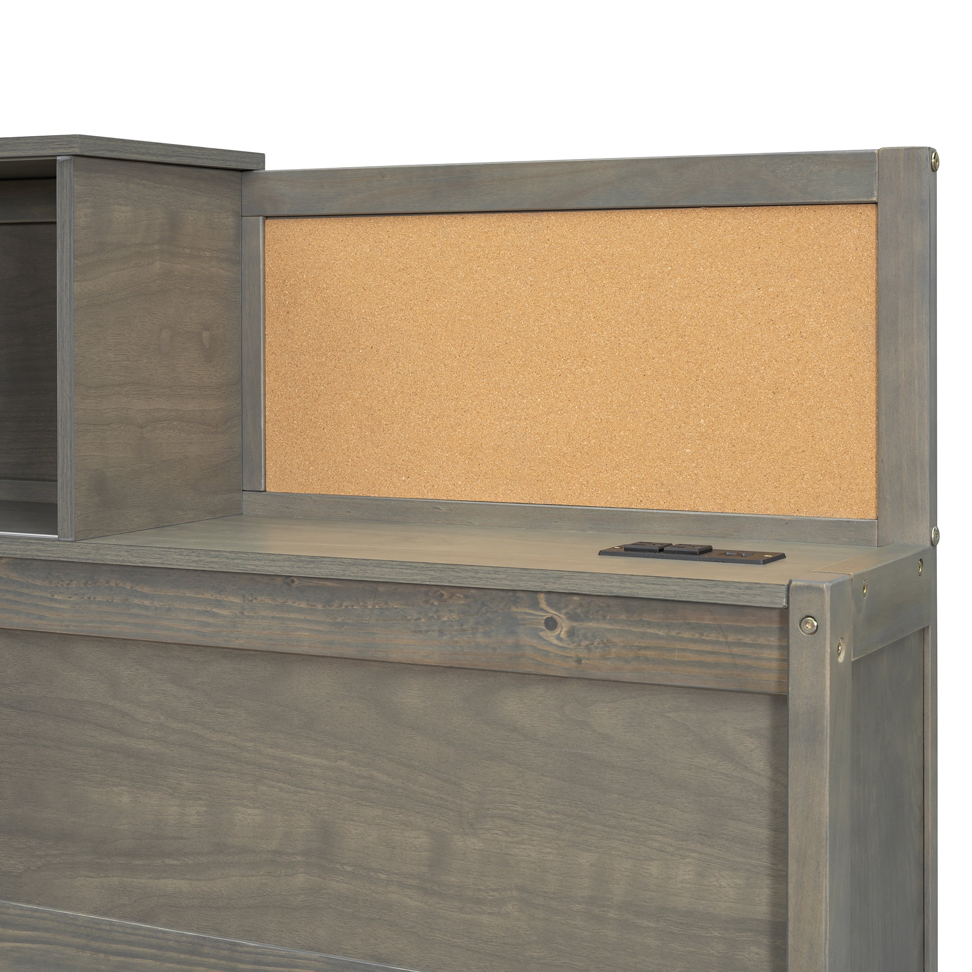 Euroco Twin Size Daybed with Shelf, Drawers and Charging Station for Bedroom, Gray - Image 13