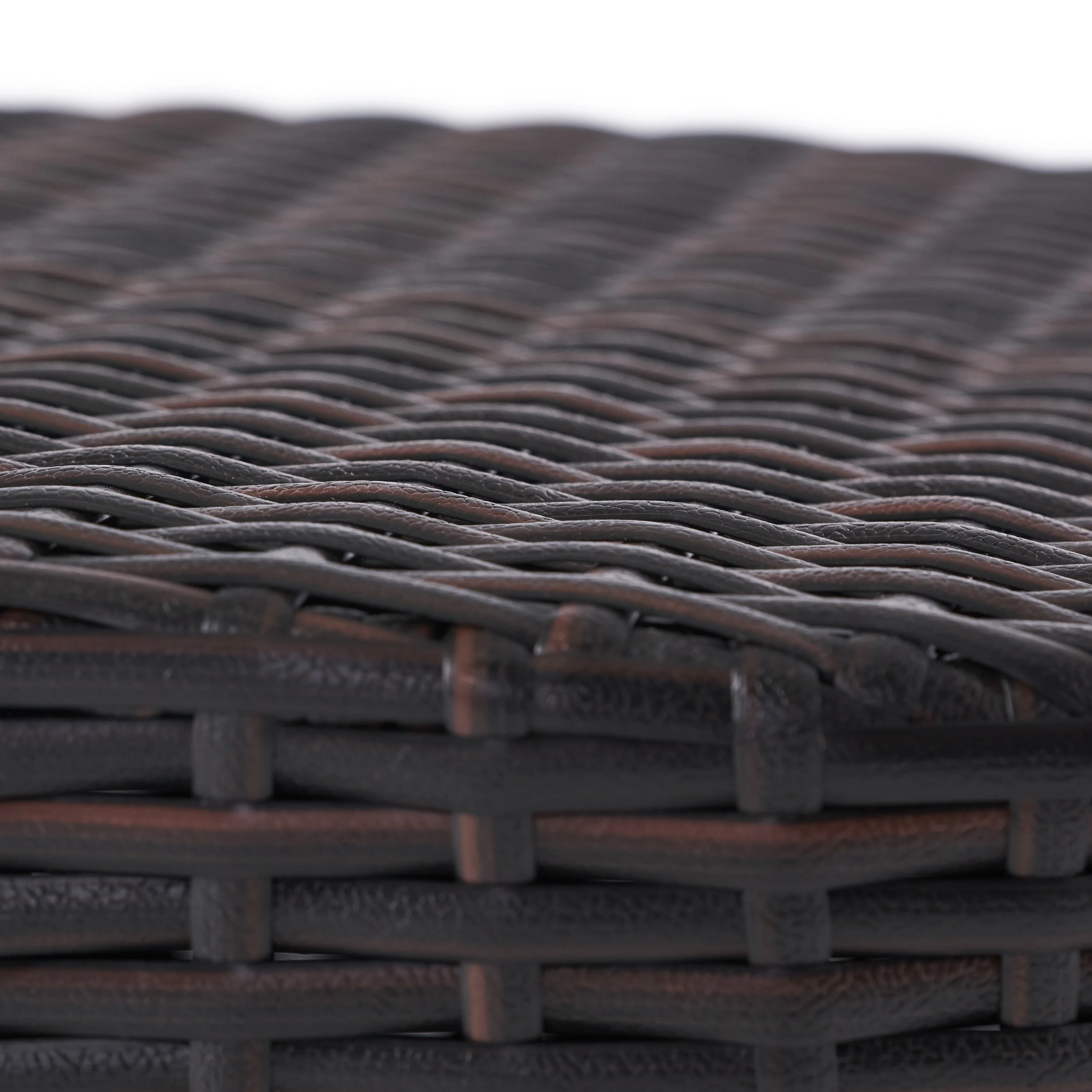 Contemporary Outdoor Wicker Brown Barrel Side Table - Image 2