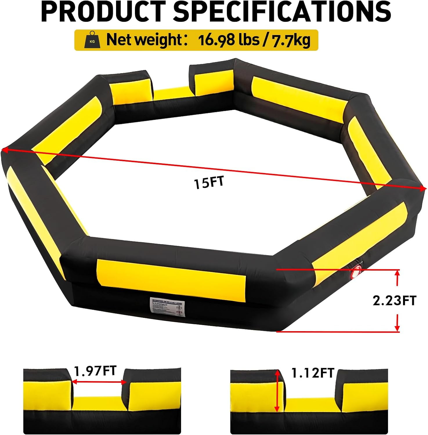 WARSUN 15FT Gaga Ball Pit Inflatable with Powerful Blower Portable Gagaball Court for Indoor Outdoor - Image 7