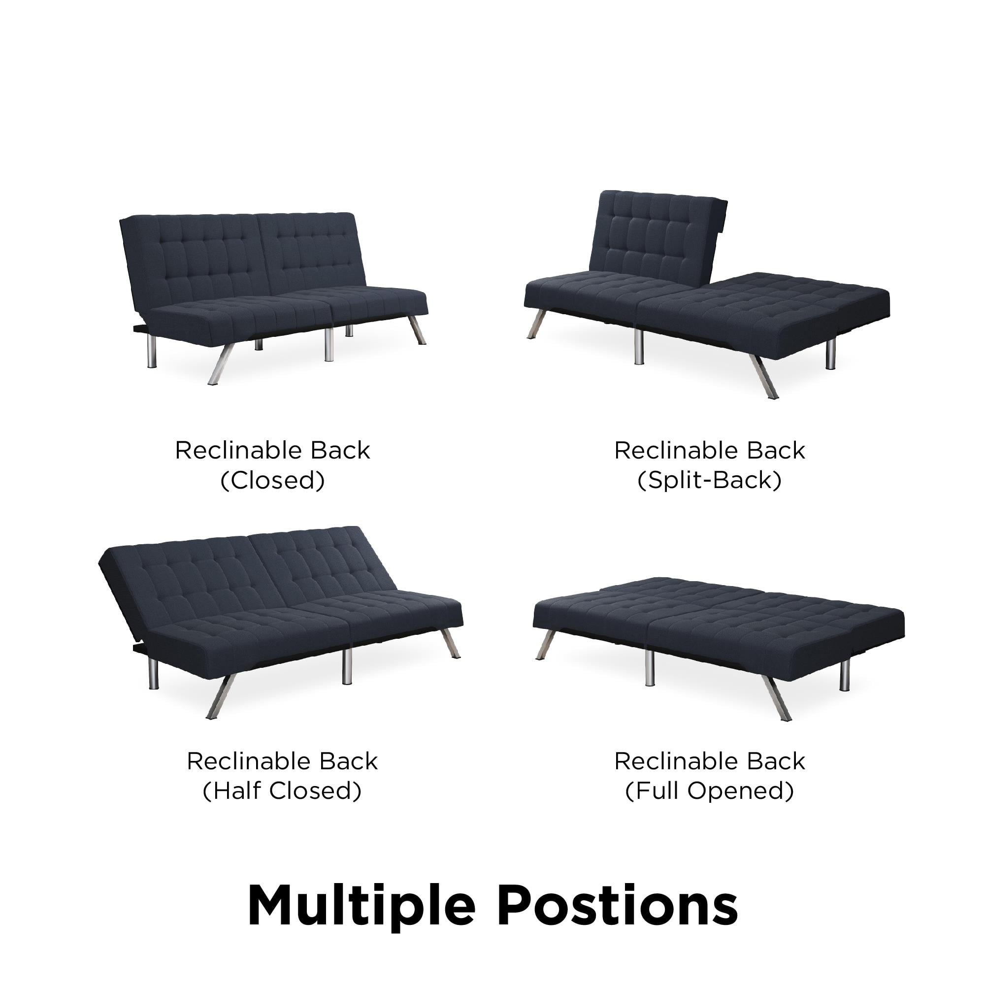 DHP Emily Convertible Futon, Navy Blue Linen - Image 4