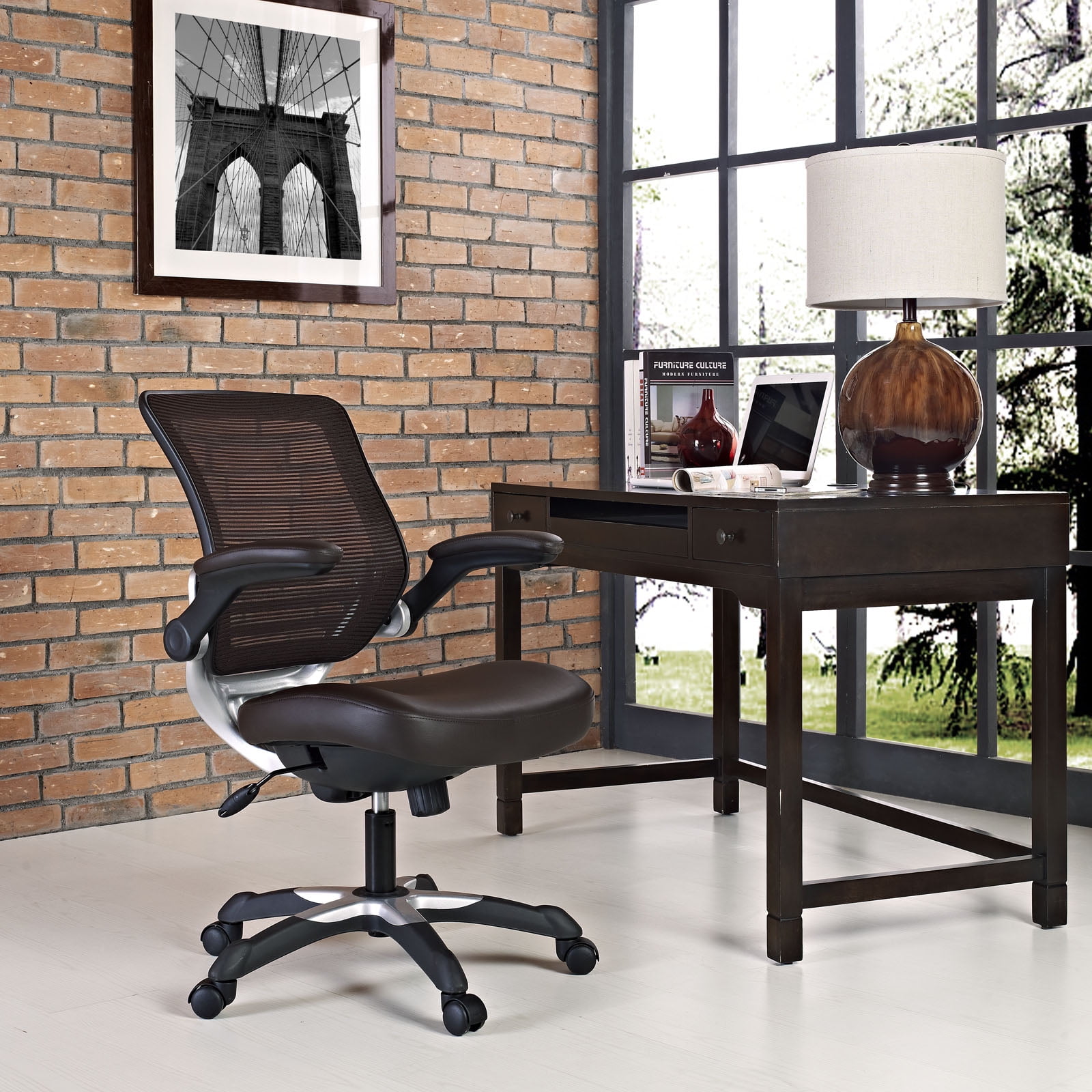 Modway Edge Vinyl Office Chair in Brown - Image 8