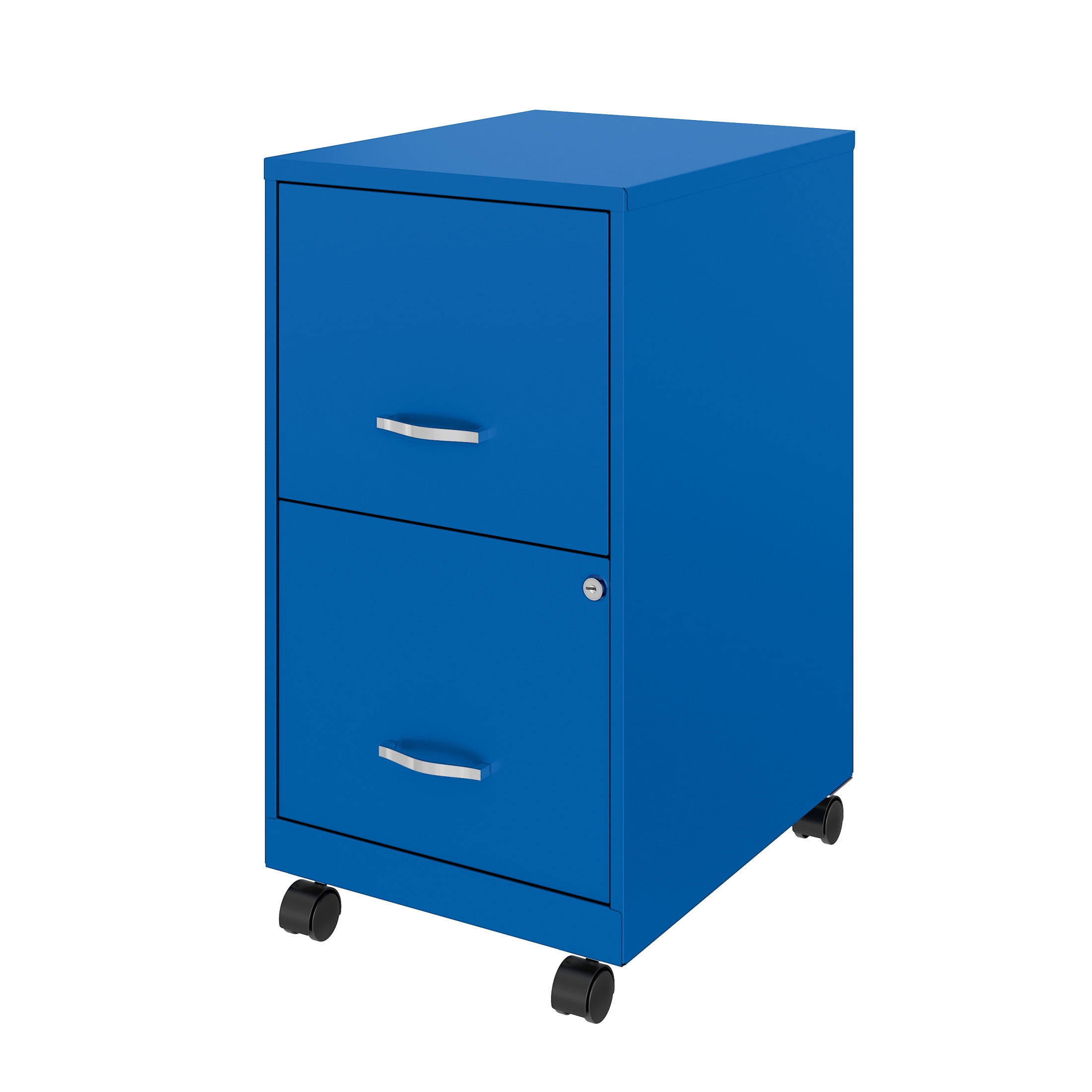 Space Solutions 18" Deep 2 Drawer Mobile Letter Width Vertical File Cabinet, Blue - Image 2