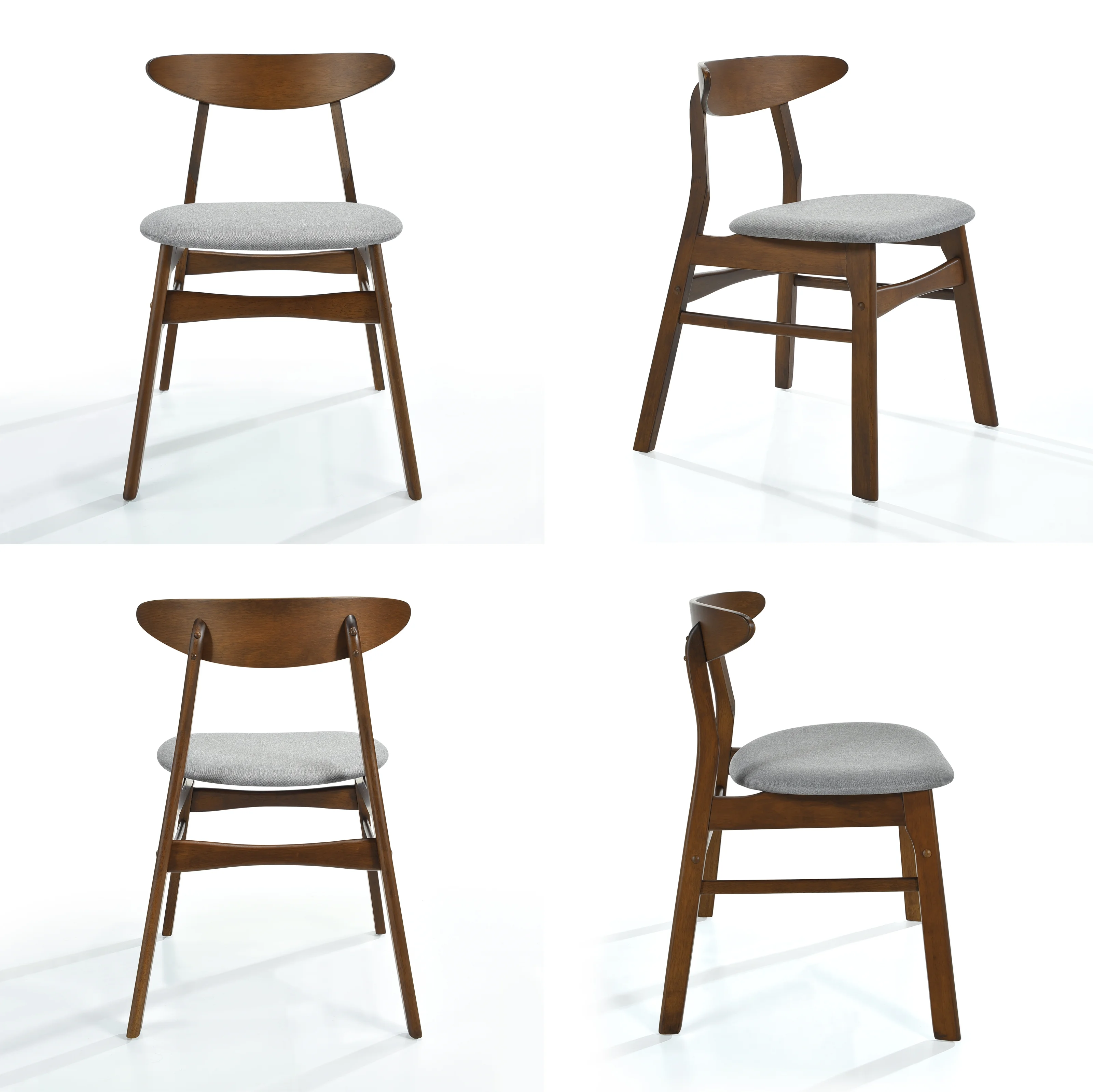 SEVILLE Mid Century Modern Upholstered Side chair (Set of 4), Gray - Image 2