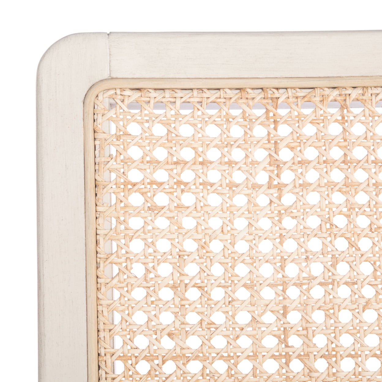 SAFAVIEH Benicio Rattan Dining Chair, White/Natural, Set of 2 (18.9 in. W x 22.3 in. D x 33.9 in. H) - Image 6