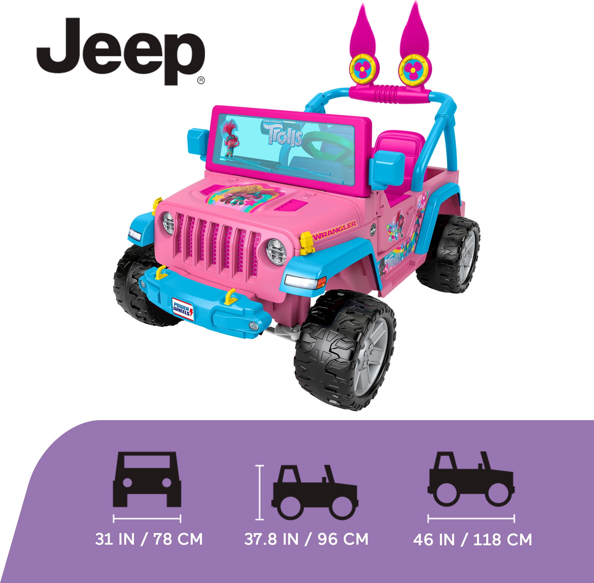 Power Wheels Trolls Band Together Jeep Wrangler Ride-on Toy, 12 V, Max Speed: 5 mph - Image 5
