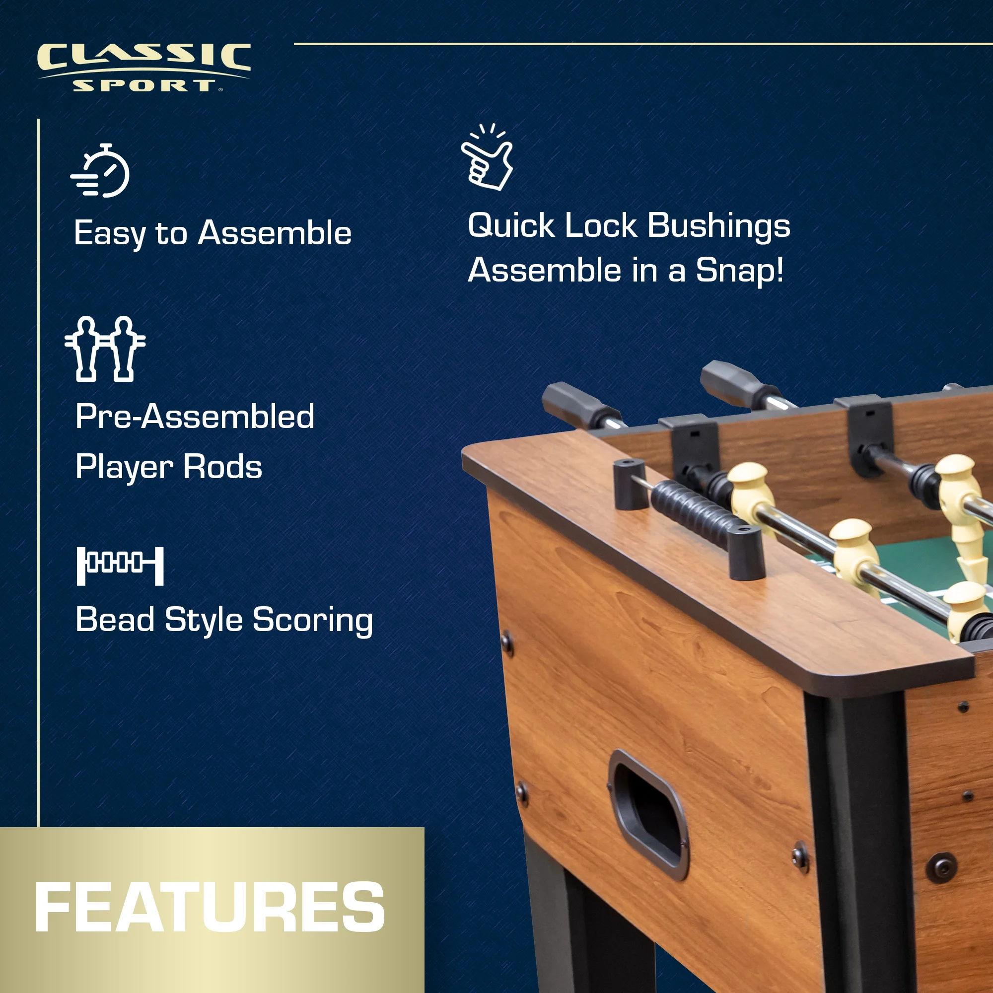 Classic Sport Newcastle Pro 54" Official Size Indoor Foosball Table - Image 2