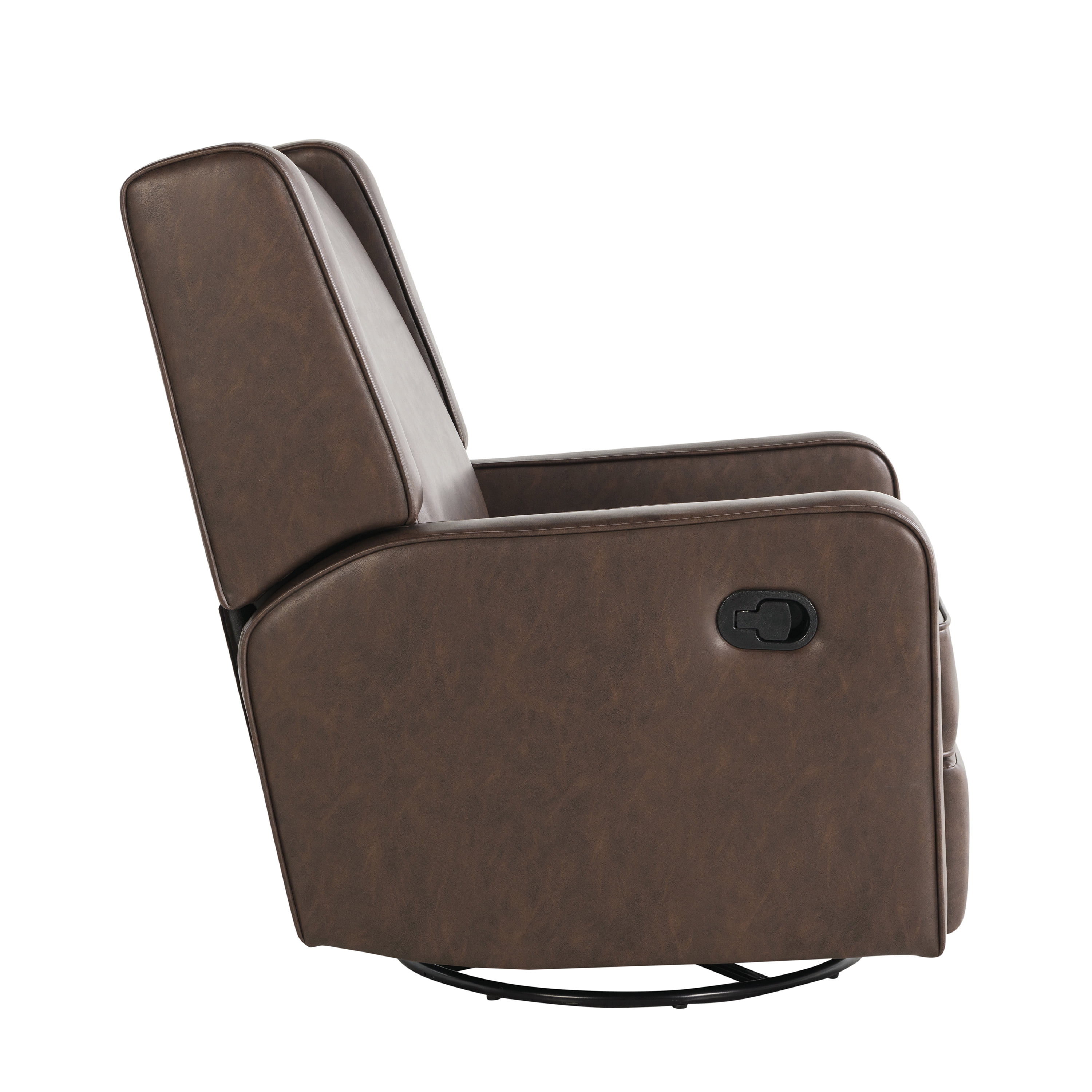 Relax A Lounger Easton Modern Swivel Recliner, Brown Faux Leather - Image 7
