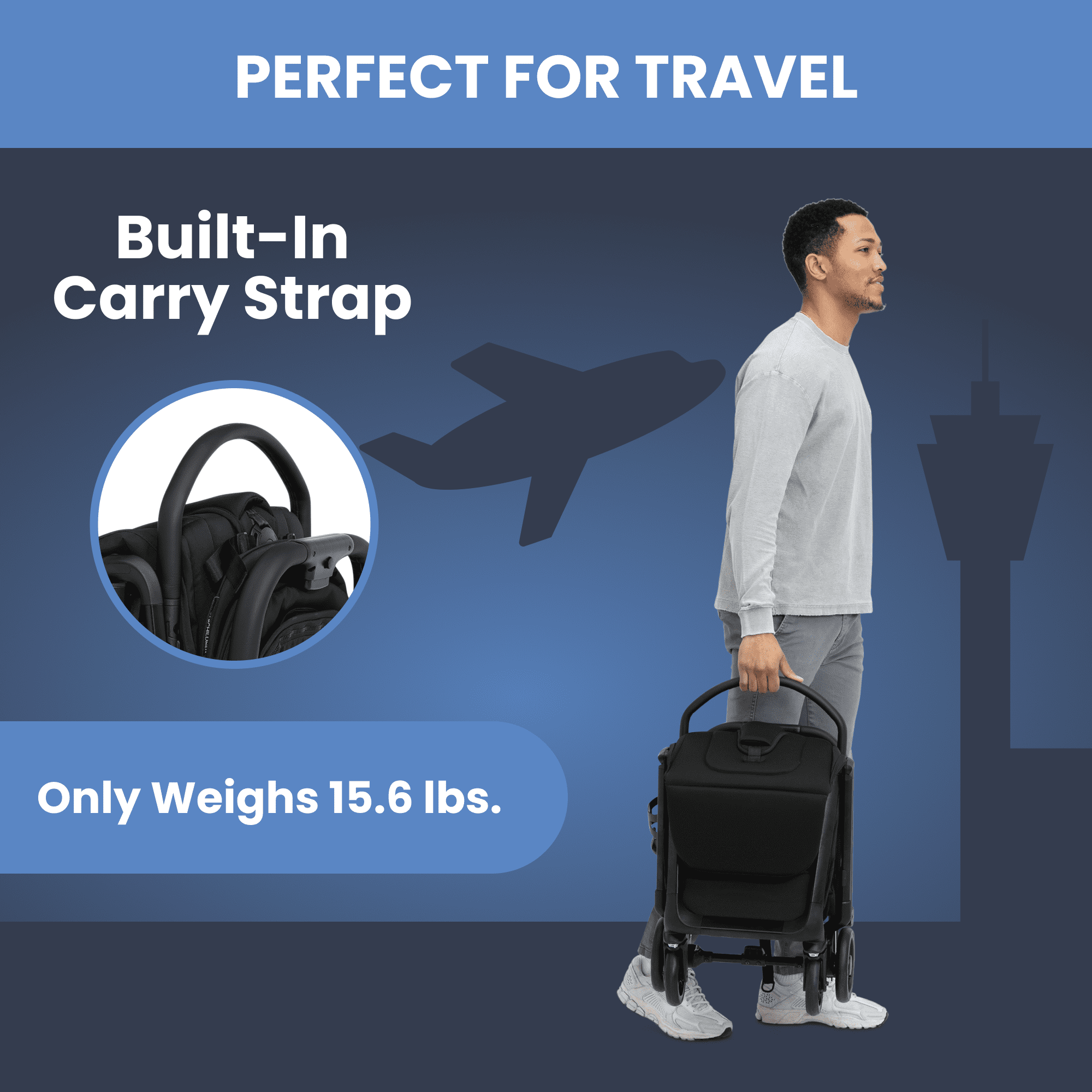 Delta Children Icon Ultra Compact Travel Stroller - Greenguard Gold Certified, Black - Image 7