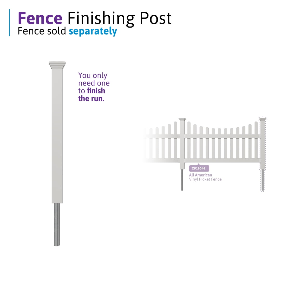 3.5ft Tall (1 Post) Fence Finishing Post for WamBam All American No Dig White Picket Fence, Easy Install Outdoor Fence for Backyard or Patio, Outdoor Fencing, No Dig Fence Panels, ZP19046 - Image 4