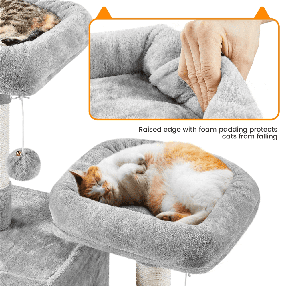 Alden Design 71.5″ H Multi-Level Large Cat Tree with 2 Cozy Perches and 2 Condos, Light Gray - Image 8