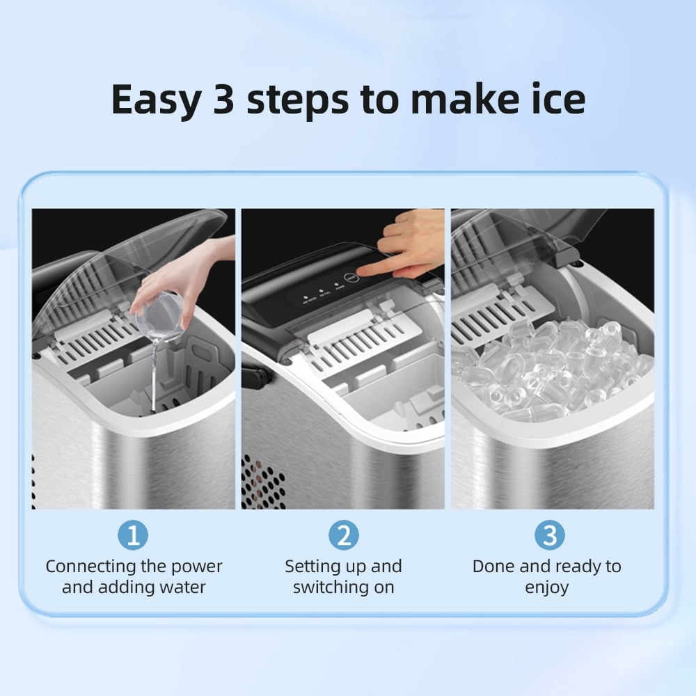 Portable Countertop Ice Maker, Self-Cleaning Ice Maker Machine with Ice Scoop & Basket for Home, Party, Camping, 26Lbs/24H - Image 9