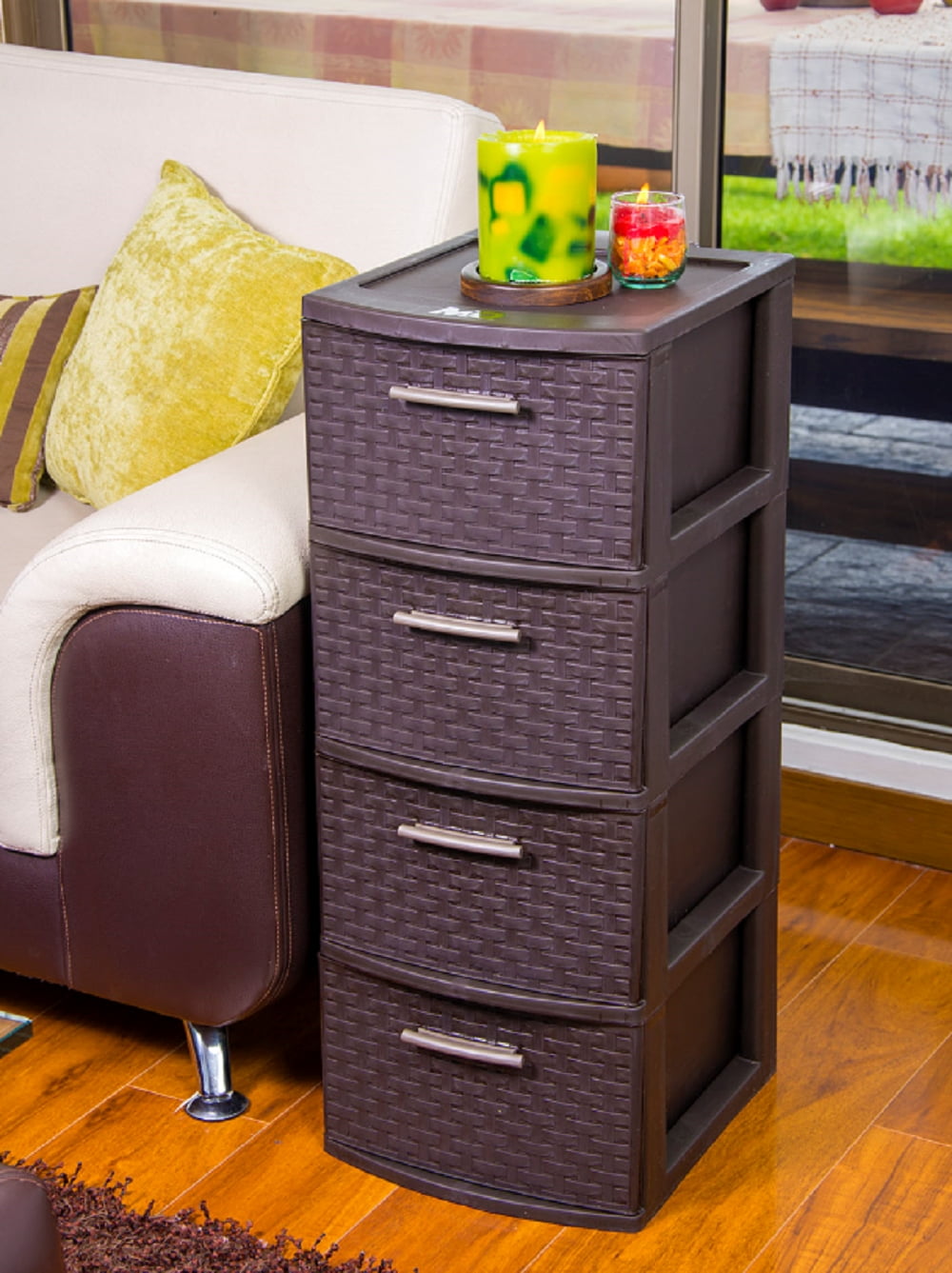 MQ Infinity Plastic Multi-Purpose 4-Drawer Storage Tower, Espresso - Image 3