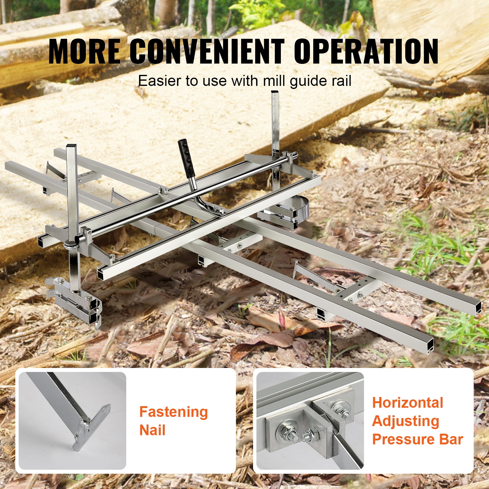 VEVOR Chainsaw Mill and Rail Mill Guide System, Portable Sawmill 14"-36" Guide Bar, 9ft Aluminum Saw Milling Rail Guide with Chainsaw Planking Mill - Image 6