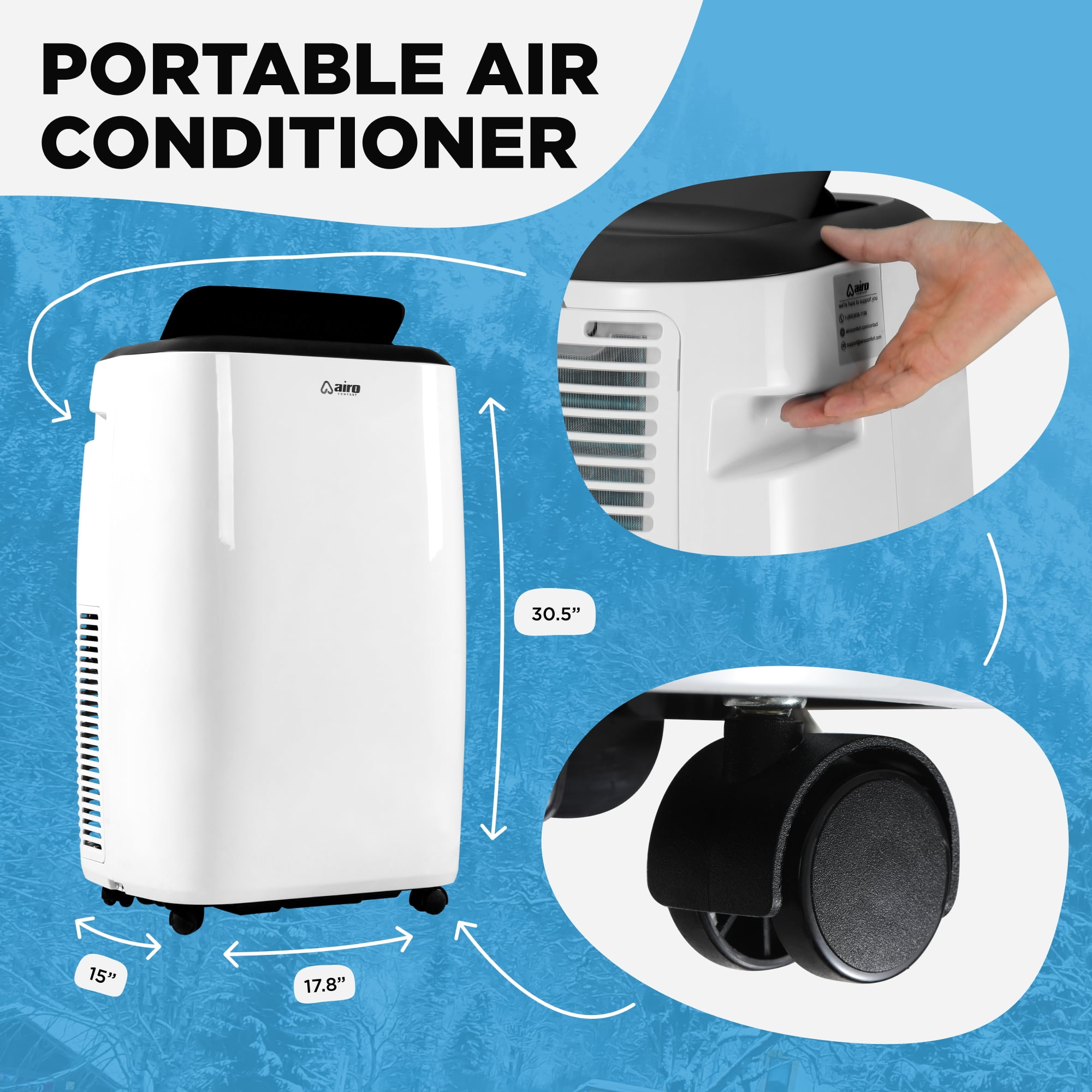 Airo Portable Air Conditioner 8000 BTU (5000 BTU DOE), Standing AC Unit with DIY Window Kit - Image 3