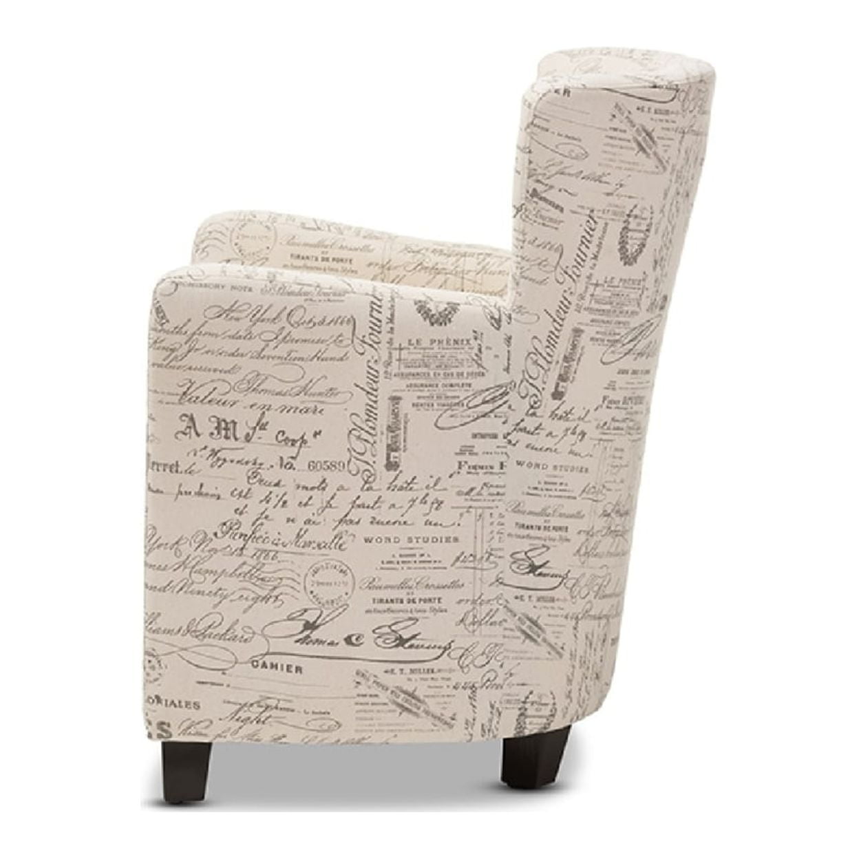 Baxton Studio Benson French Script Patterned Fabric Club Chair and Ottoman Set - Image 2