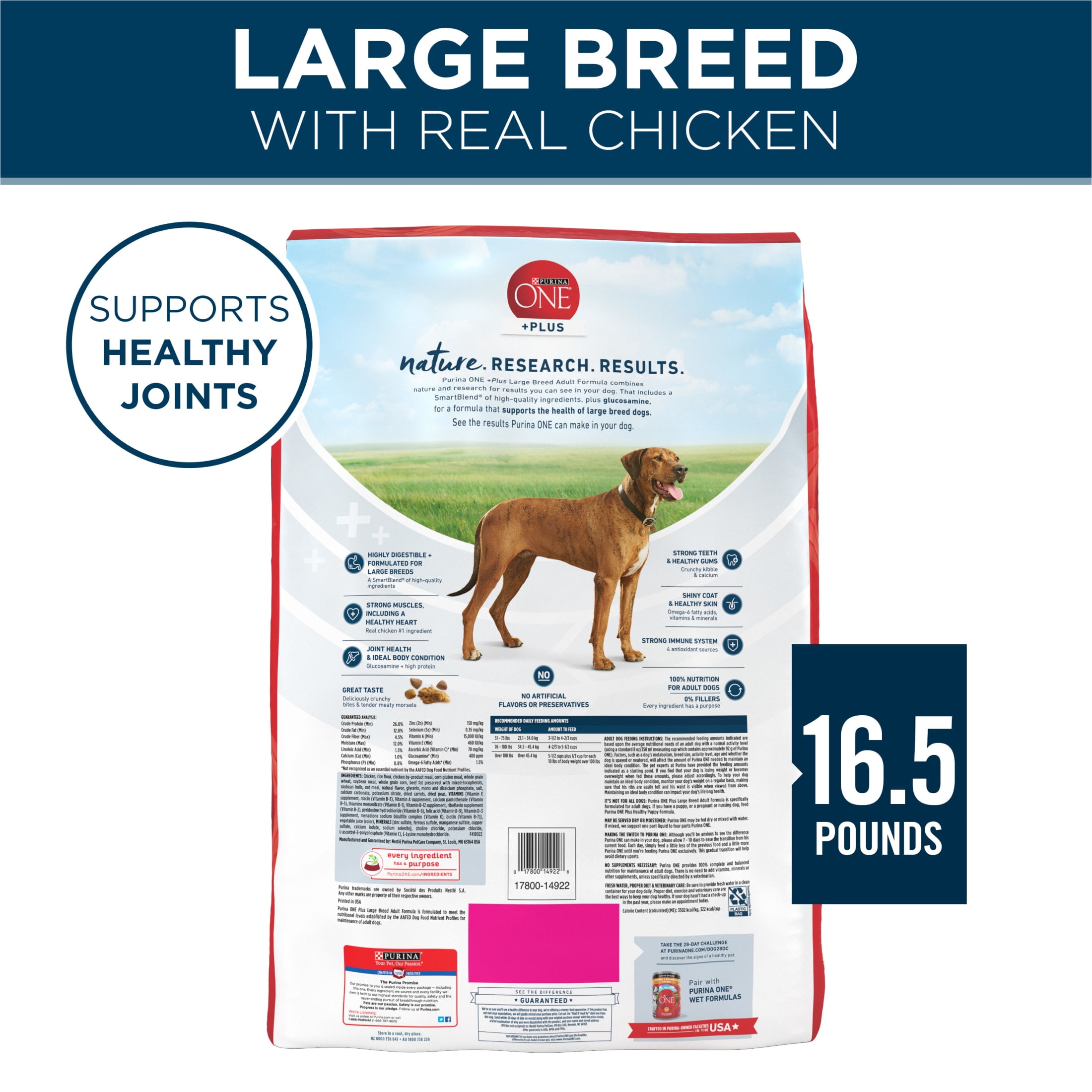 Purina One +Plus Dry Dog Food for Large Adult Dogs High Protein, Real Chicken, 16.5 lb Bag - Image 9