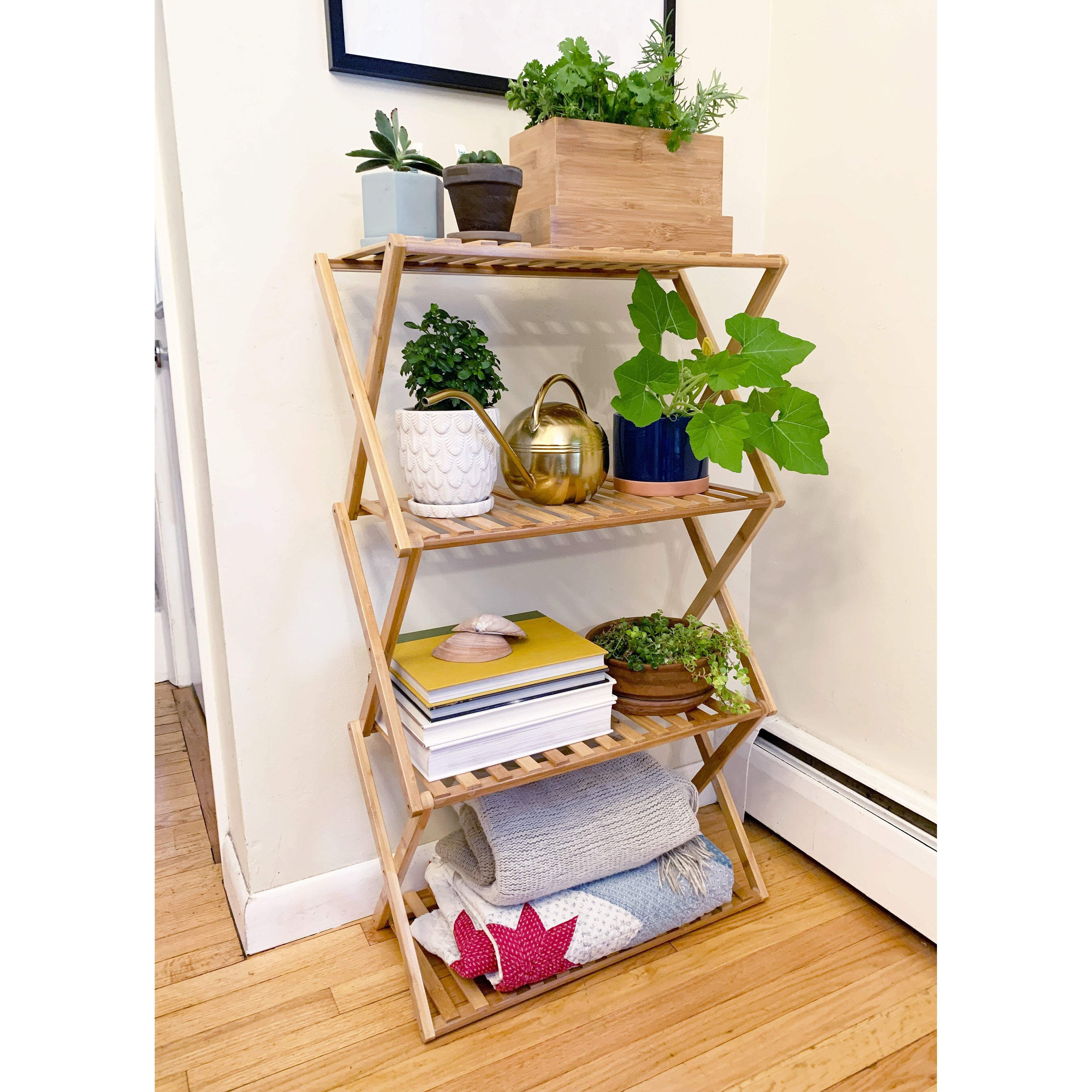 Ferry-Morse Indoor Multi-Tier Bamboo Plant Stand with Collapsible Design - Image 4