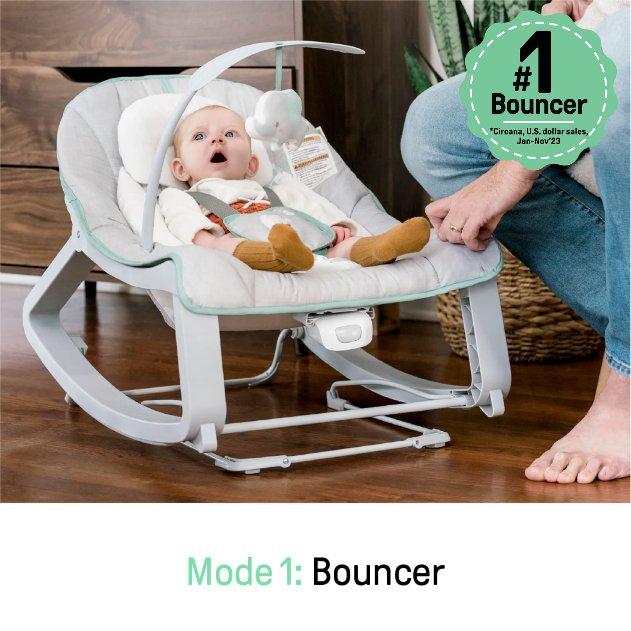 Ingenuity Keep Cozy 3-in-1 Vibrating Infant & Toddler Baby Bouncer and Rocker Chair, Multicolor - Image 9