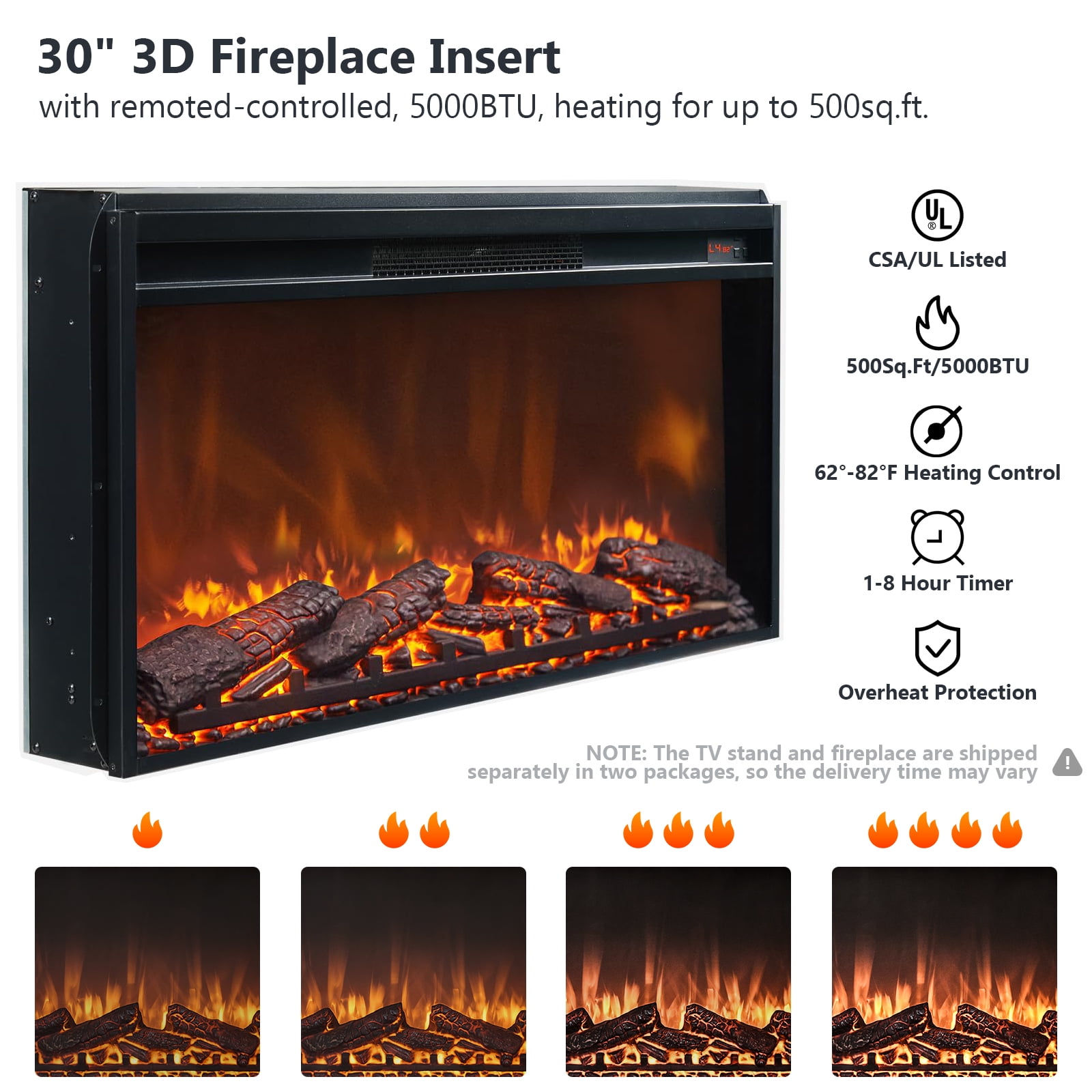 T4TREAM Farmhouse TV Stand for TVs up to 80", Entertainment Center with 30" Electric Fireplace and Sliding Barn Door&4 Drawers Storage Inside, Off White - Image 8