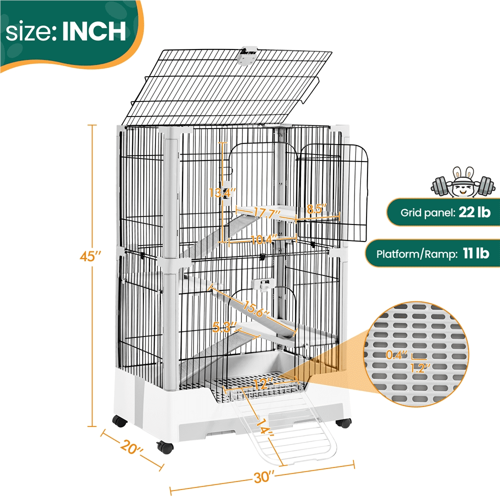 SmileMart 4-Level Rolling Rabbit Cage with Platform and Ramp for Small Animal, Gray - Image 2