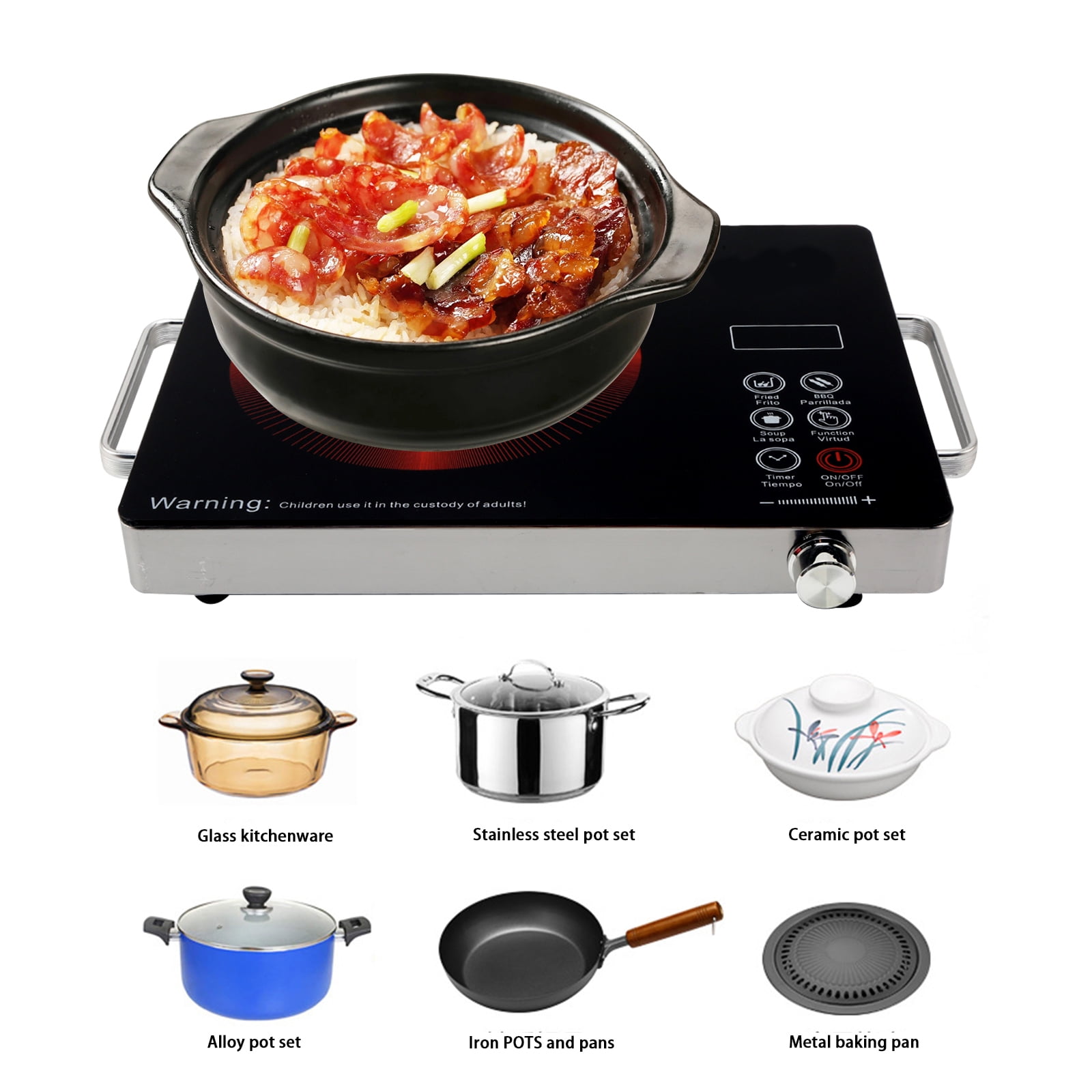 SAVALETOR Electric Cooktop Single Burner,3500W Portable Cooktop Countertop Waterproof,Multifunction Electric Induction Hot Plate Cooker with Touch Control Panel 4 Hours Timer(110V) - Image 9