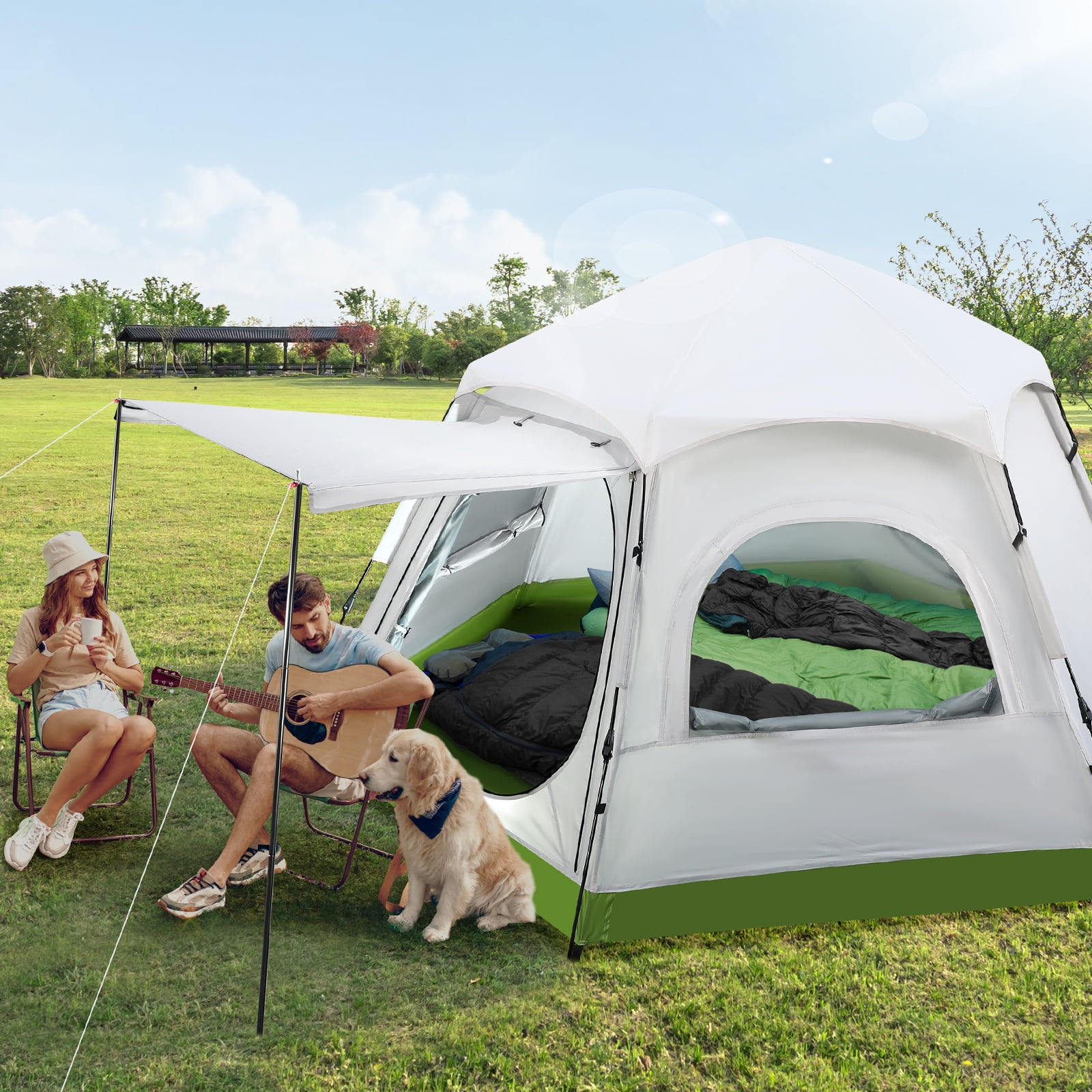 Fenbeli 4-6 Person Waterproof Family Camping Tent for All Seasons, Instant Setup Outdoor Tent with Double Doors, Dome Design for Family, Hiking & Traveling - Image 3