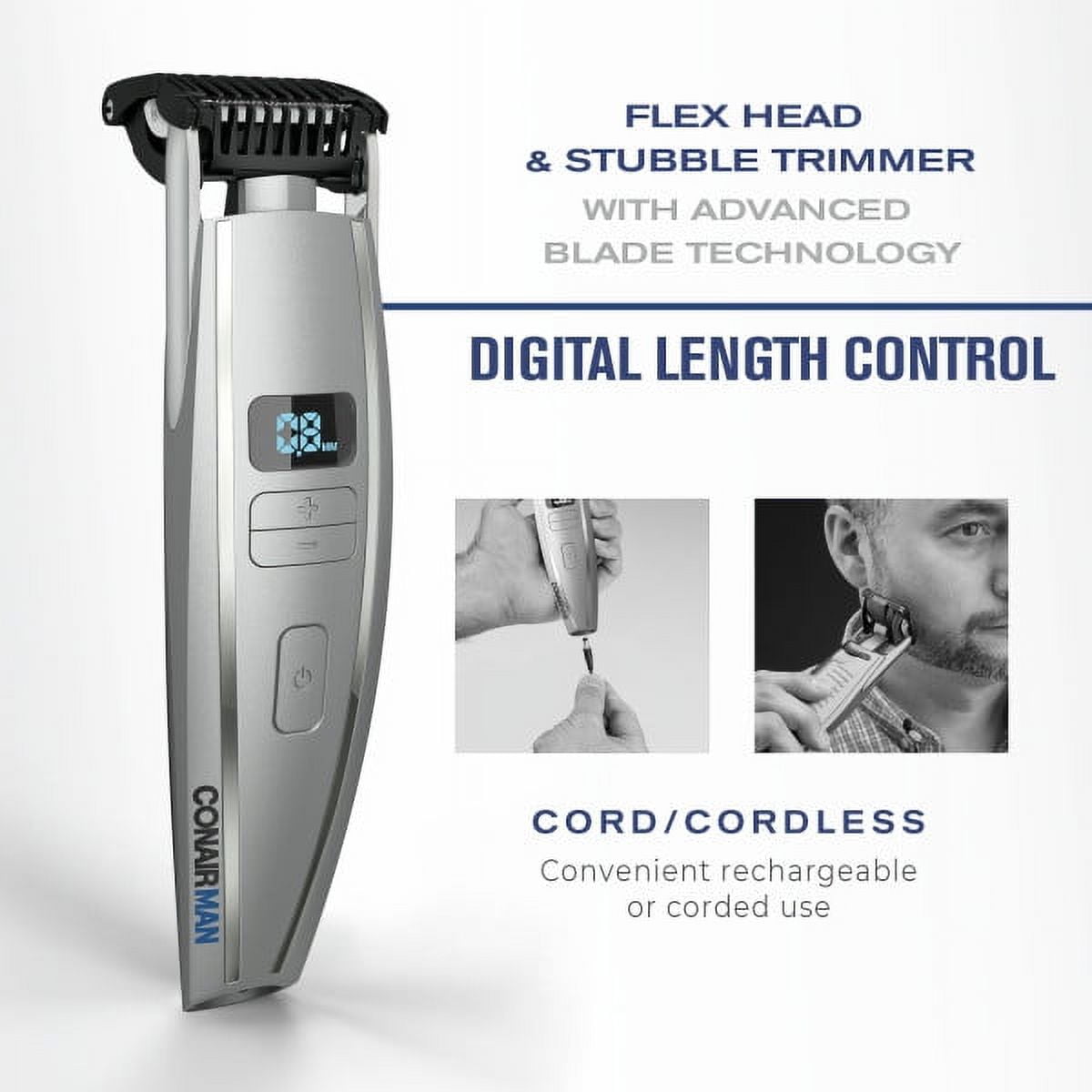 ConairMAN Beard Trimmer for Men, Cord/Cordless Digital Length Control Beard and Stubble Trimmer GMT980 - Image 10
