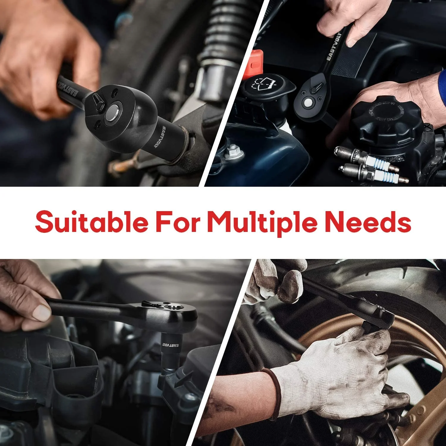 Eastvolt Mechanic Tool Kit, Drive Socket Set, 46 Pieces, with 72 Teeth Reversible Ratchet, Metric/SAE - Image 8