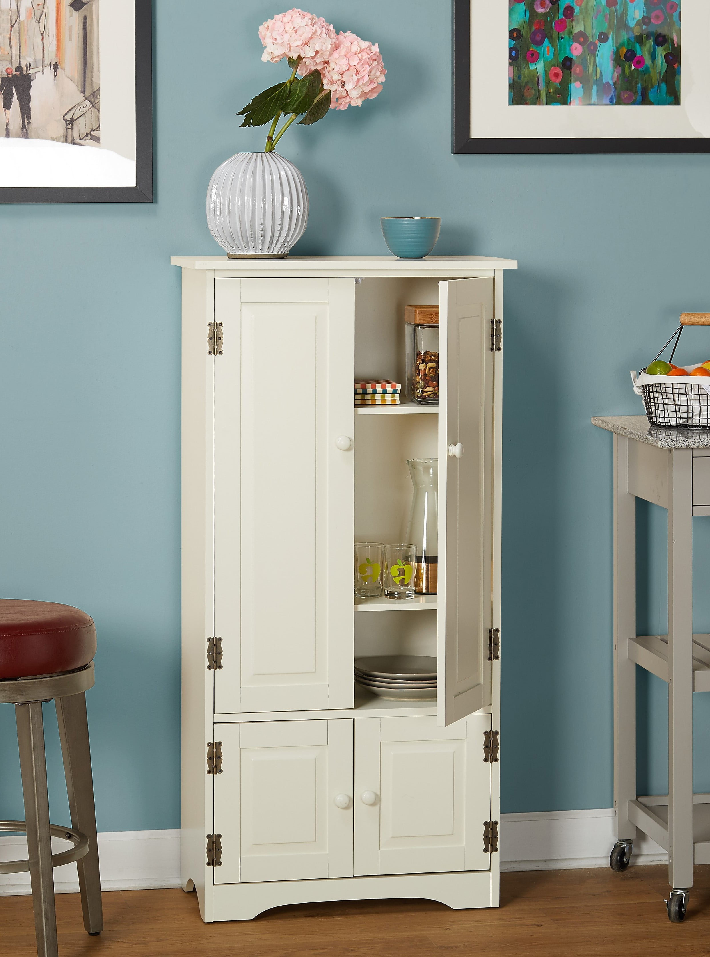 TMS Contemporary Four Door Vertical Wall Cabinet with Shelves, White - Image 6