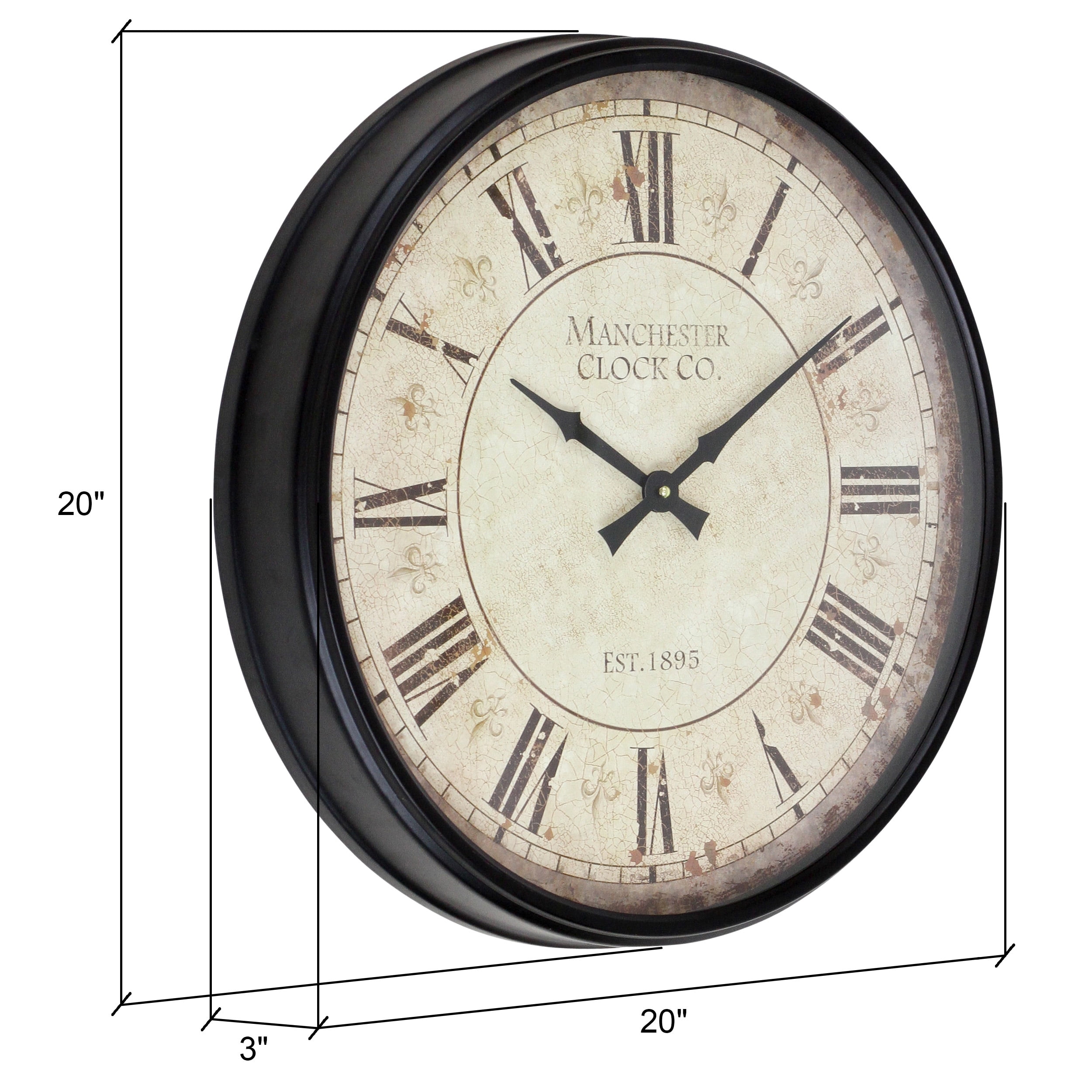 Aspire 12” Quartz Layla Decorative Round Wall Clock with Antique Roman Numerals - Image 5