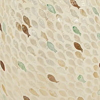 Linon Prescott Indoor Drum Accent Table, 19.75" Tall, Multicolor Fish Mosaic on Ivory - Image 9