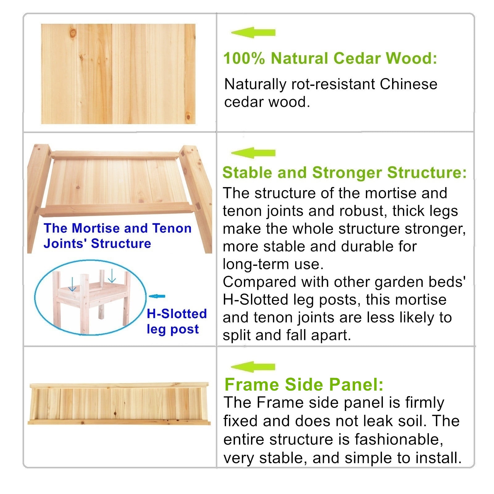 Timber Valley Cedar Wood Elevated Garden Bed Raised Planter with Thick Legs - Image 9