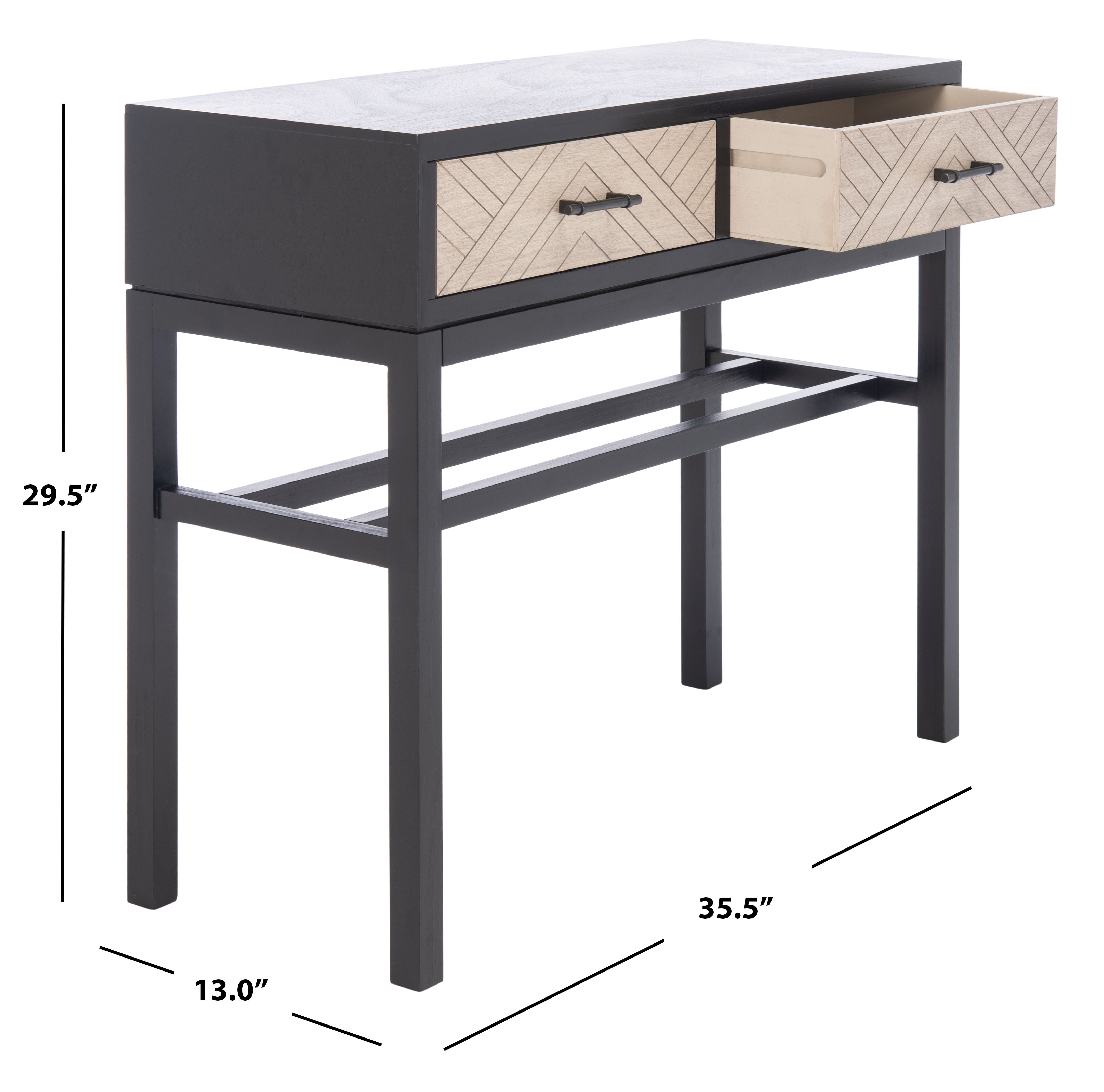 SAFAVIEH Ajana Modern 2 Drawer Console, Black/Griege - Image 8