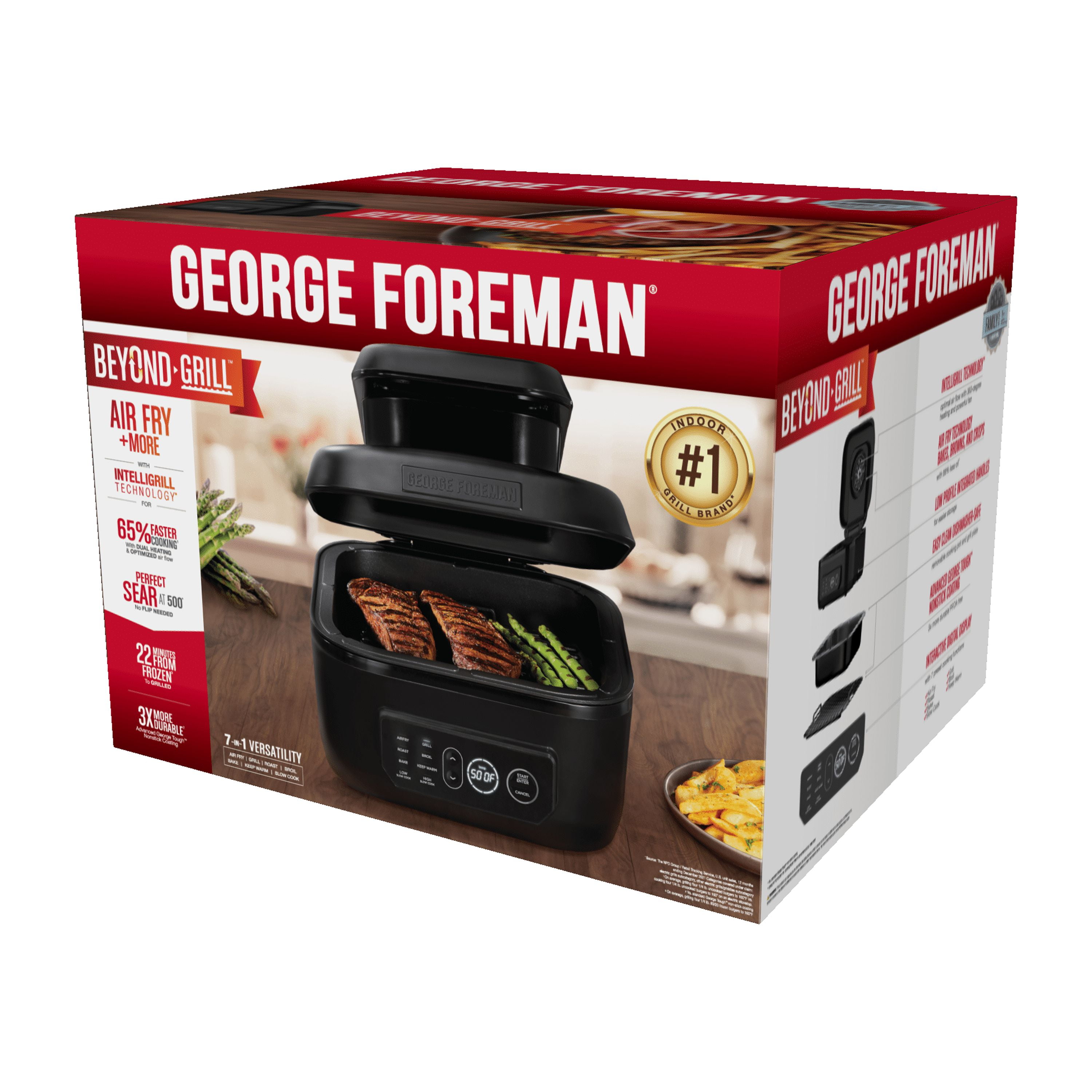 George Foreman 7-Serving 6 Qt Electric Indoor Grill and Air Fryer, 7-in-1 Functionality, Black - Image 14