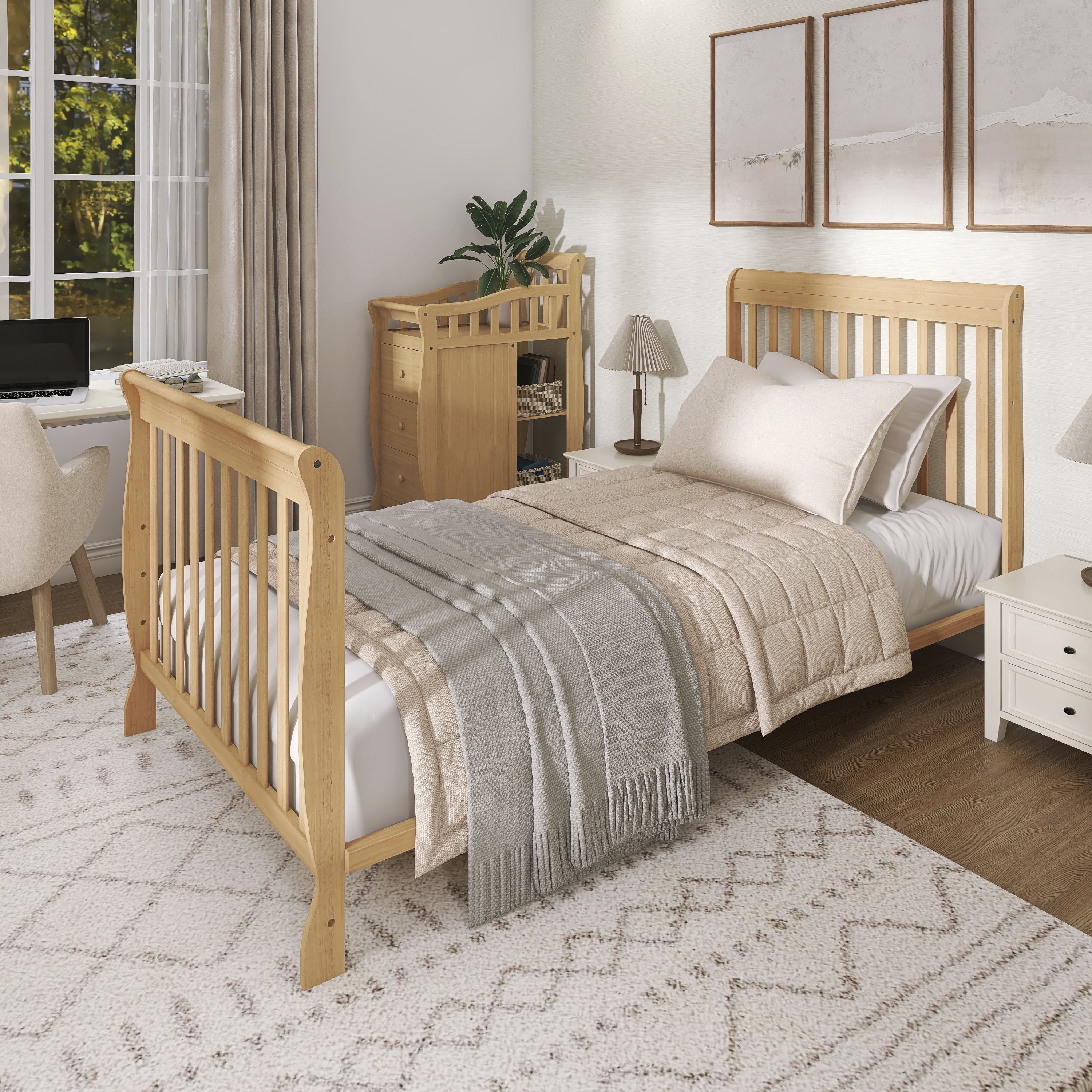 Dream On Me Jayden 4-in-1 Convertible Mini Crib with Changer Natural - Image 7