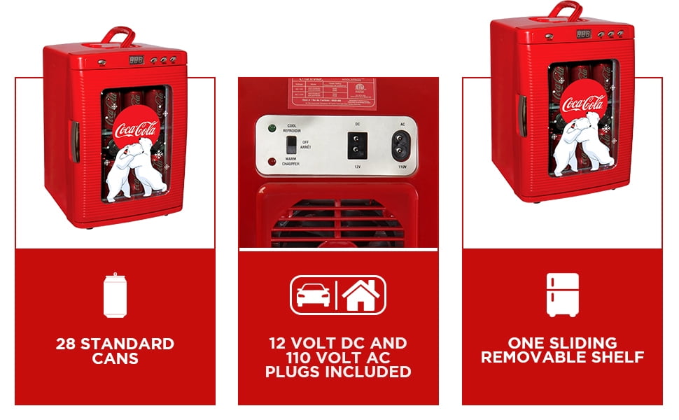 Coca-Cola Polar Bear 28 Can Cooler/Warmer 12V DC 110V AC Mini Fridge Red - Image 6