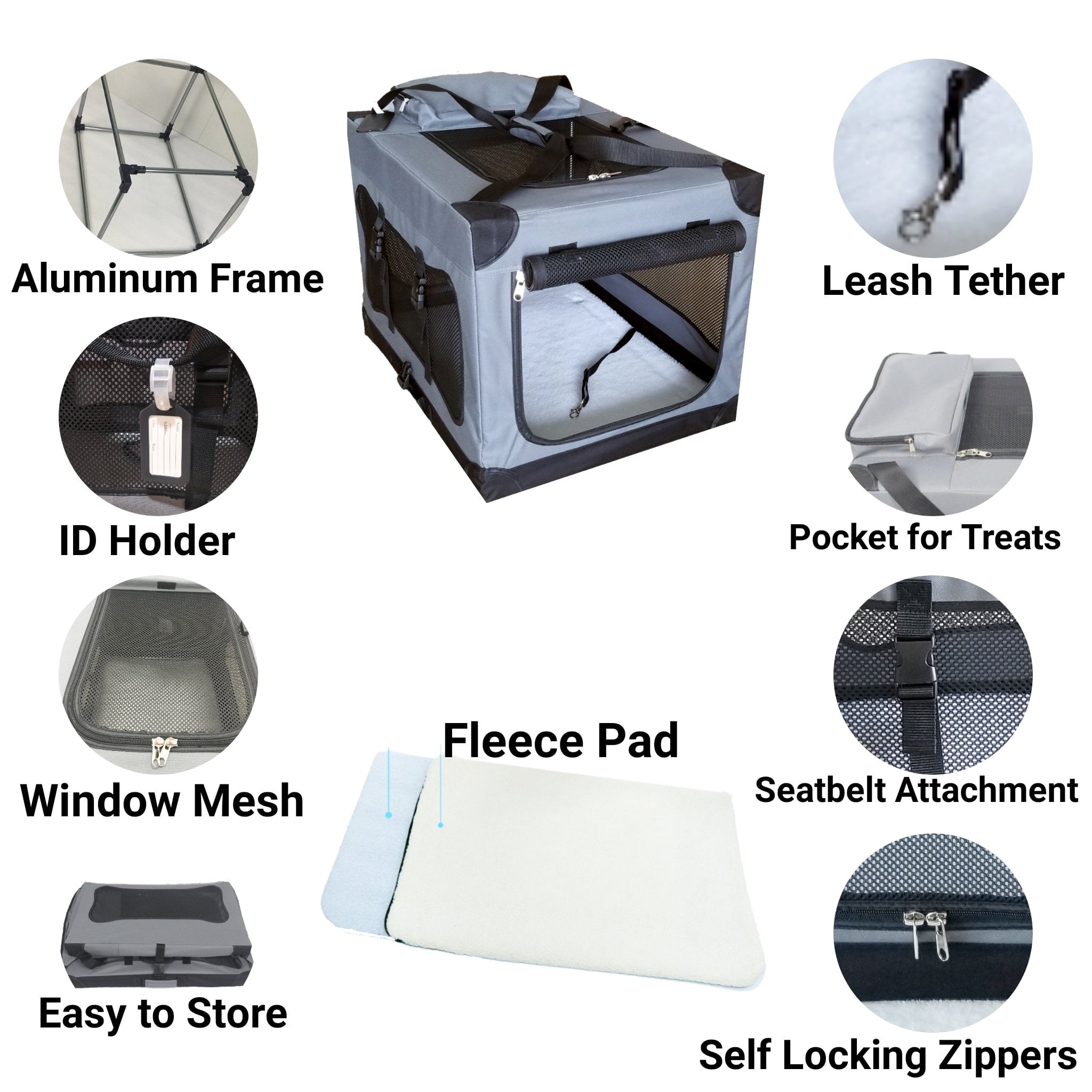 Mr. Peanut's Soft Sided Portable Pet Crate with Lightweight Aluminum Frame - Image 9