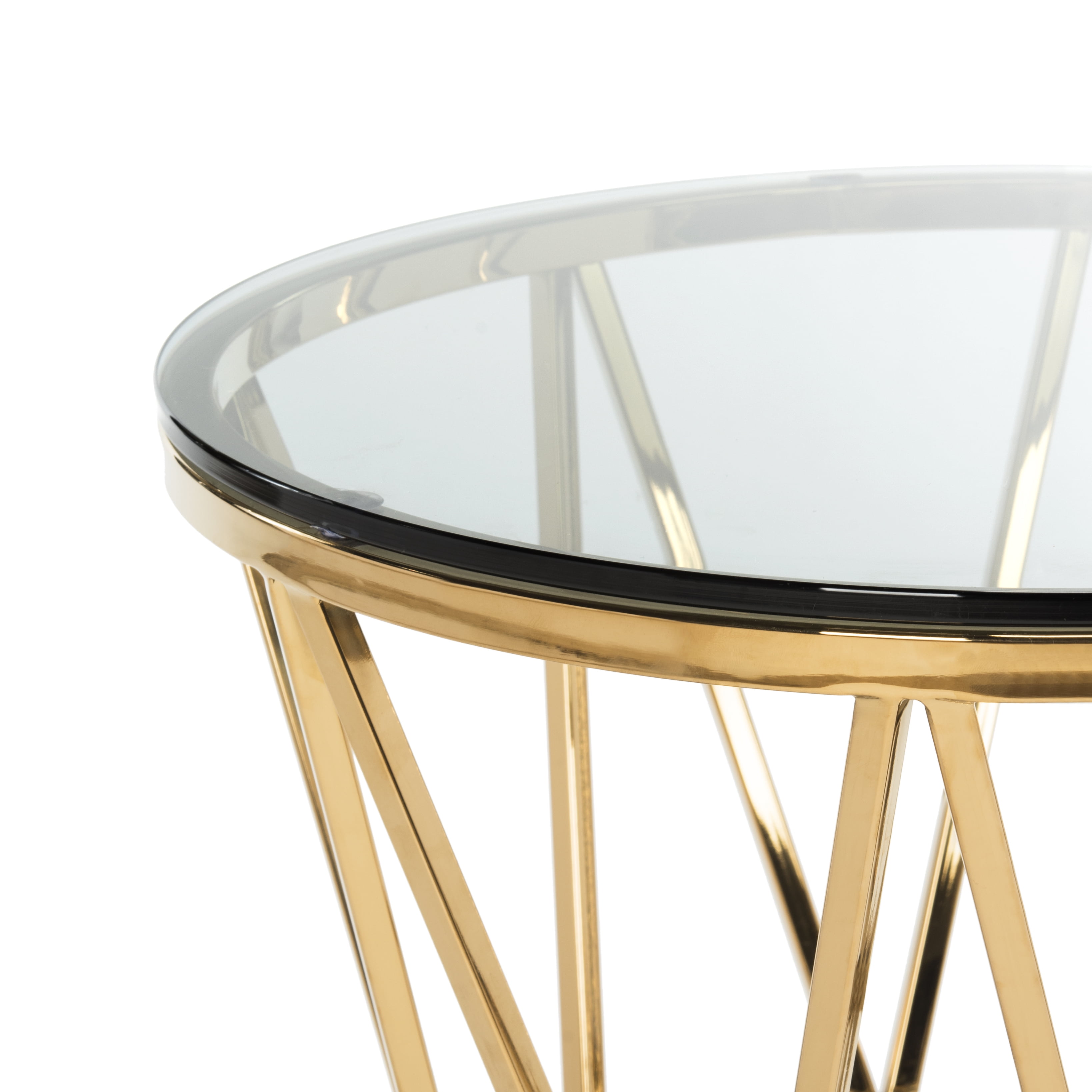 SAFAVIEH Couture Delsy Geometric Round Glass Top End Table, Gold - Image 5