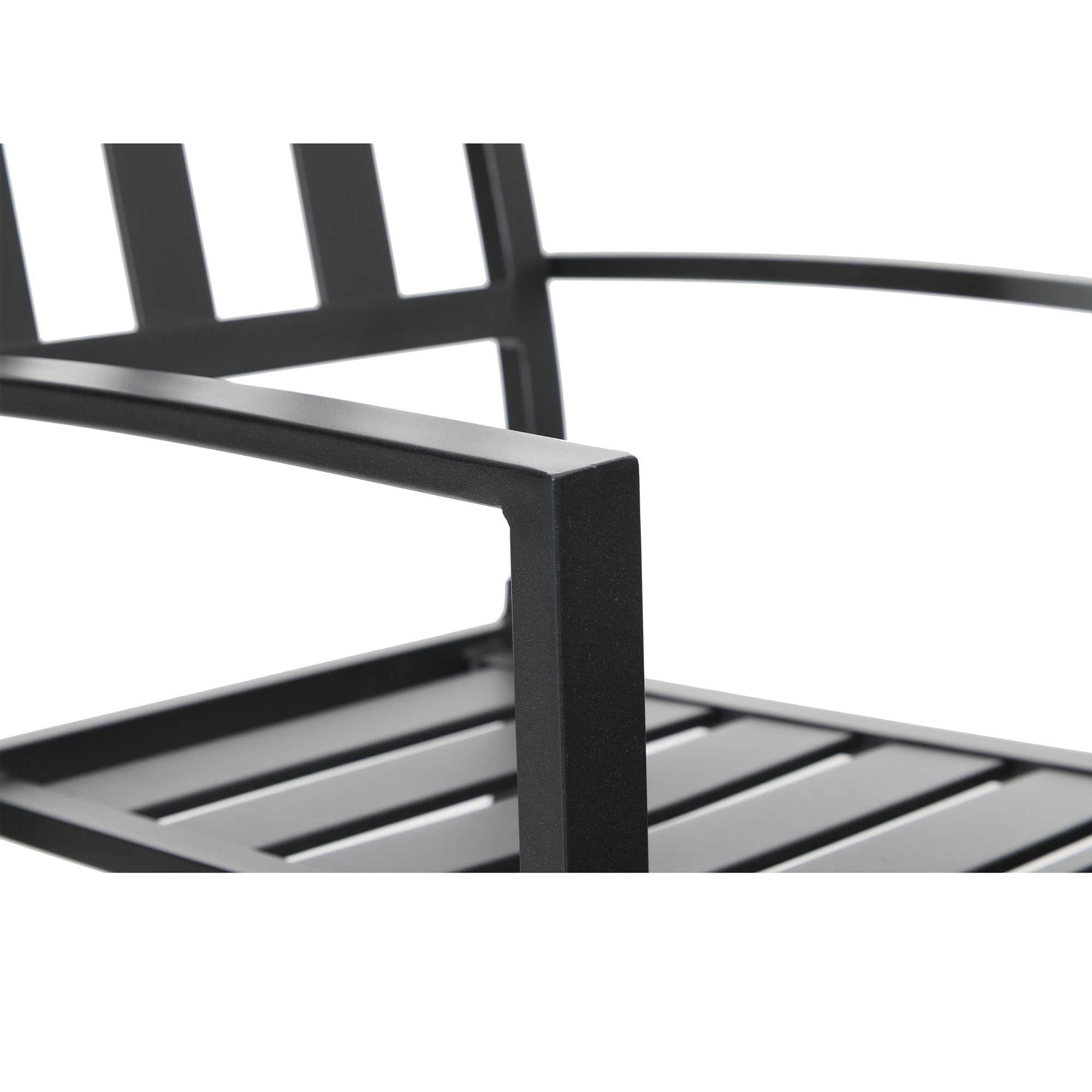 MF Studio 5-Piece Outdoor Patio Dining Set with Stacking Chairs & Faux Wood Table for 4-Person, Metal Steel, Black - Image 2